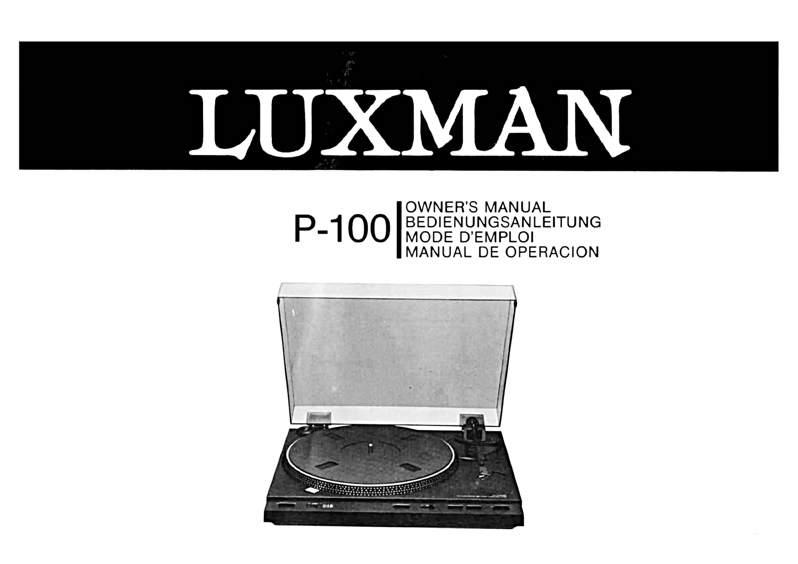 Luxman P-100 Owners Manual