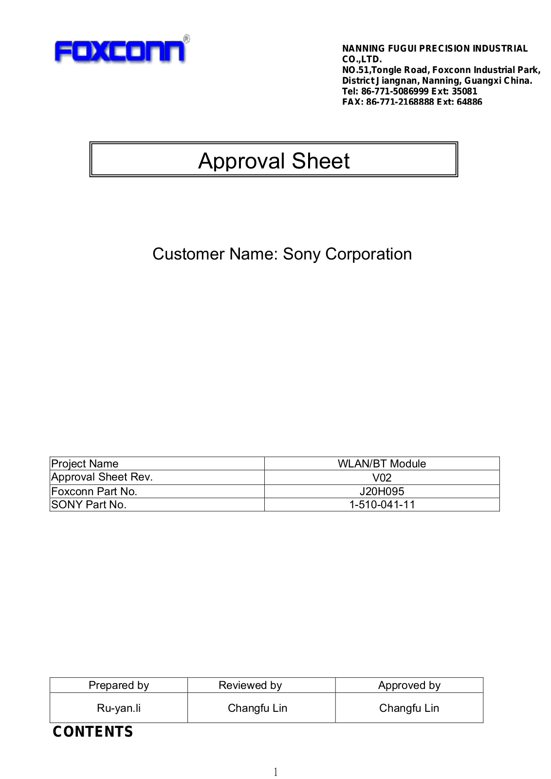 Sony J20H095 User Manual