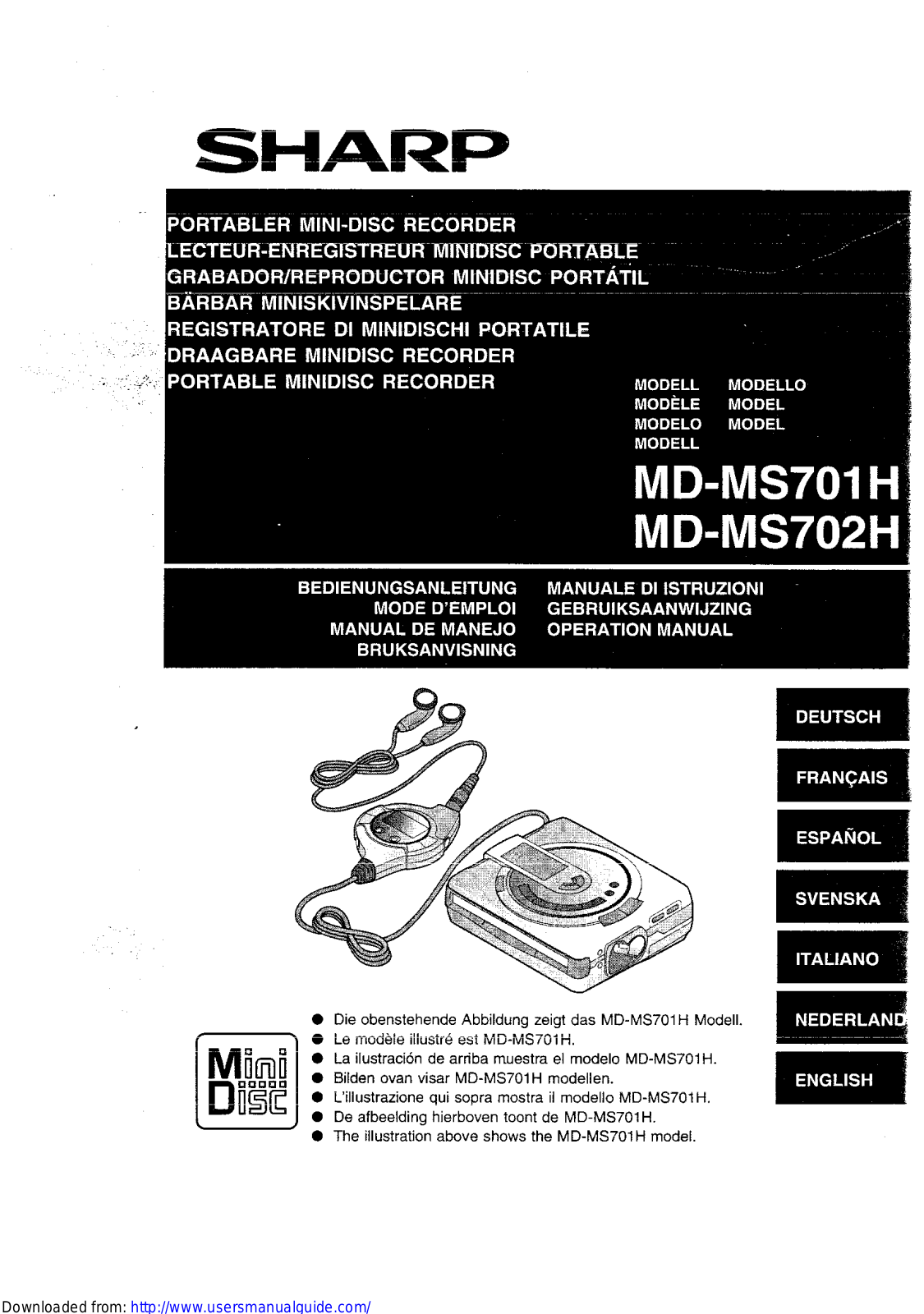 SHARP MD-MS701H/702H User Manual