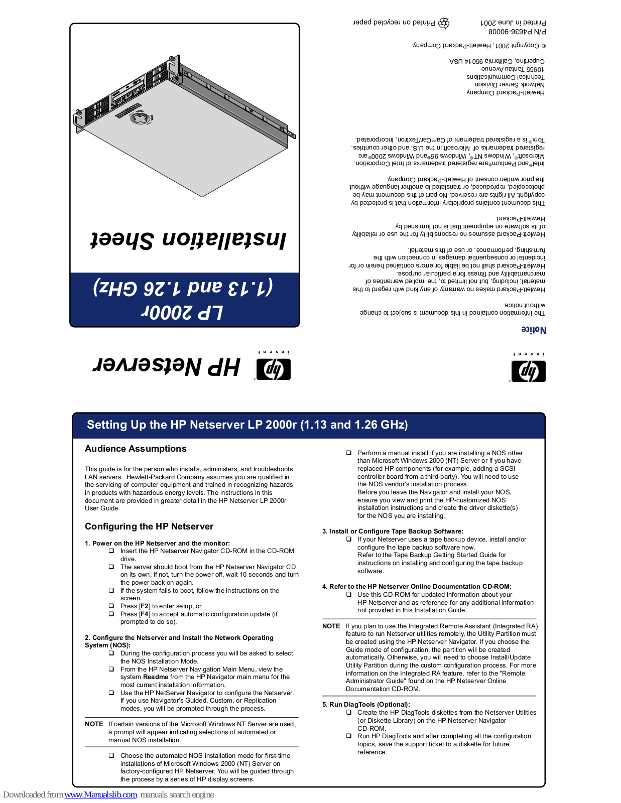 HP NetServer LP 2000r Installation Manual