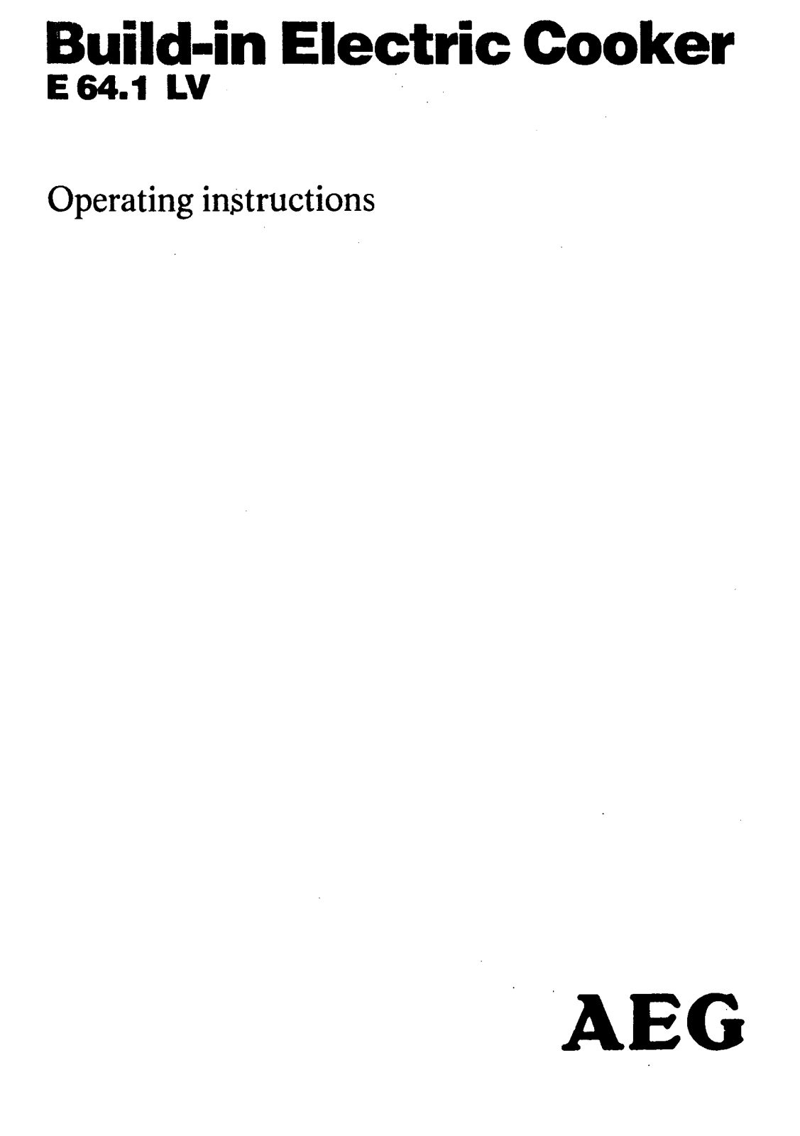 AEG E64.1LV Operating Instructions