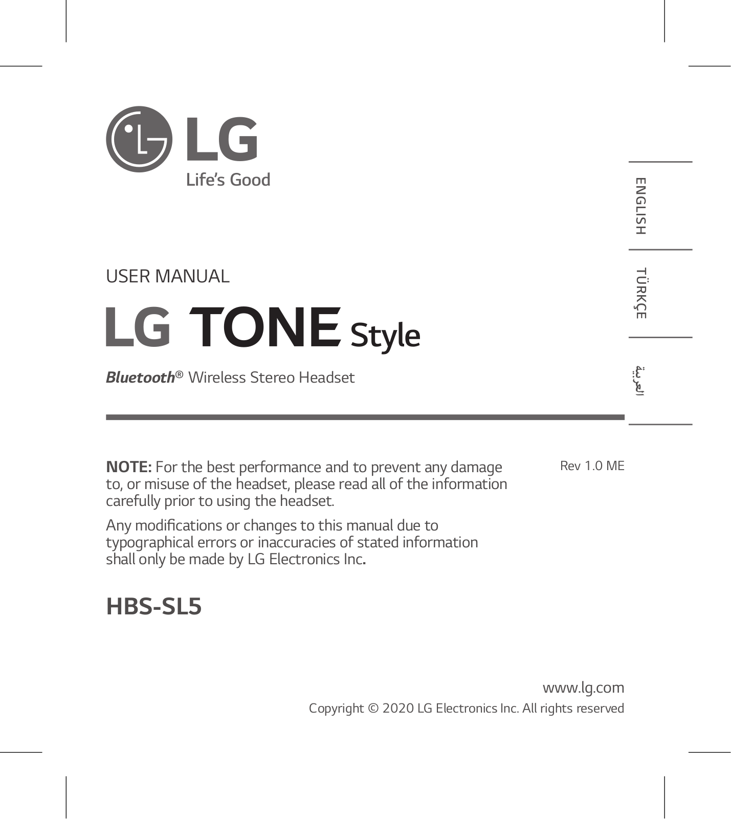 LG HBS-SL5 Owner’s Manual