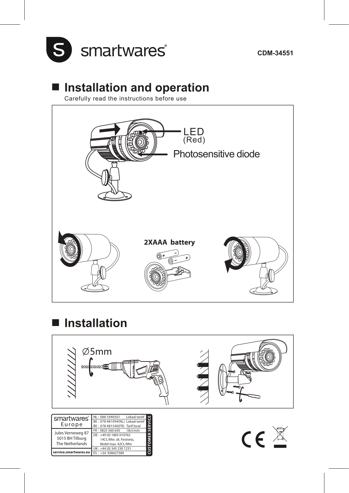 Smartwares CDM-34551 Installation Manual