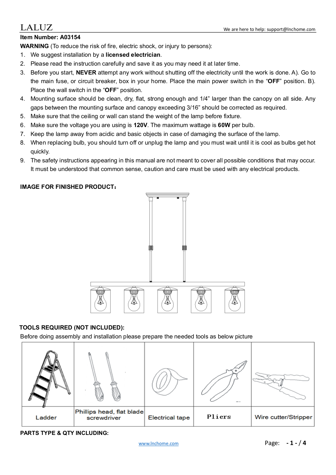 LNC Home LNCH1276 Installation & Assembly - ManualMachine.com