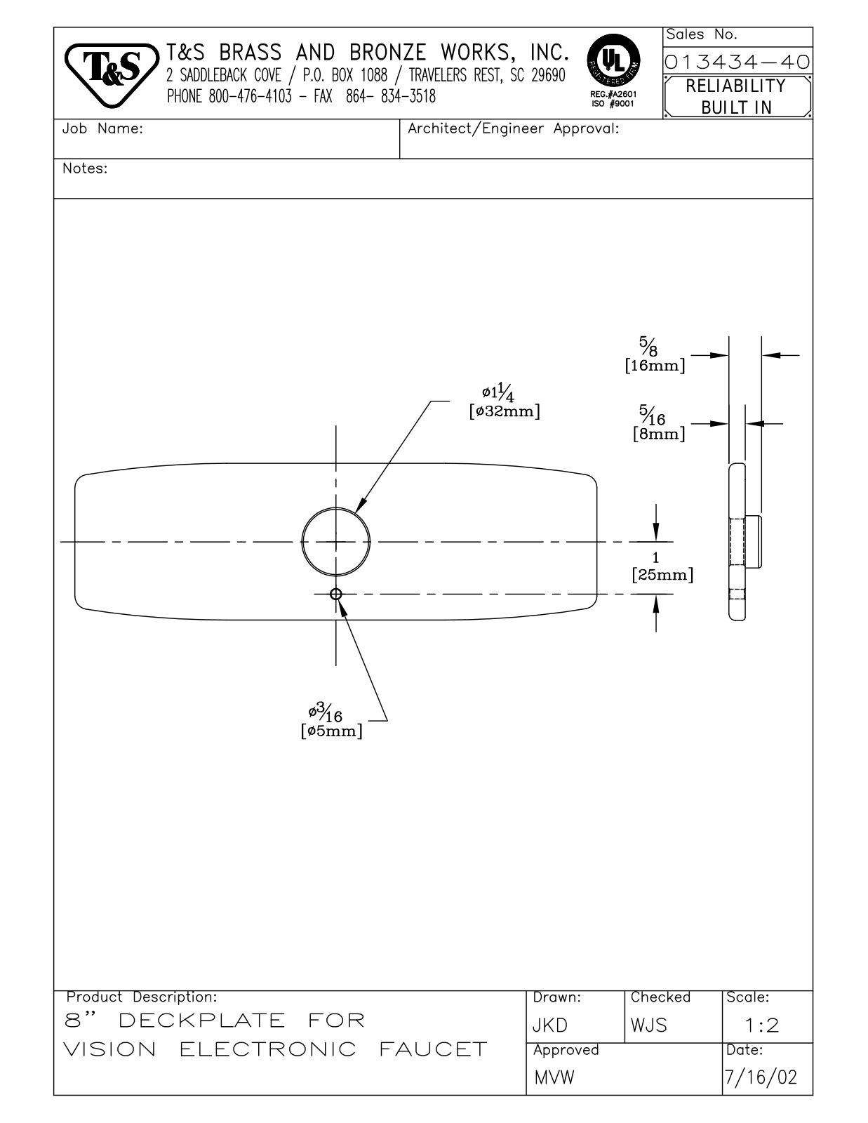 T & S Brass & Bronze Works 013434-40 General Manual