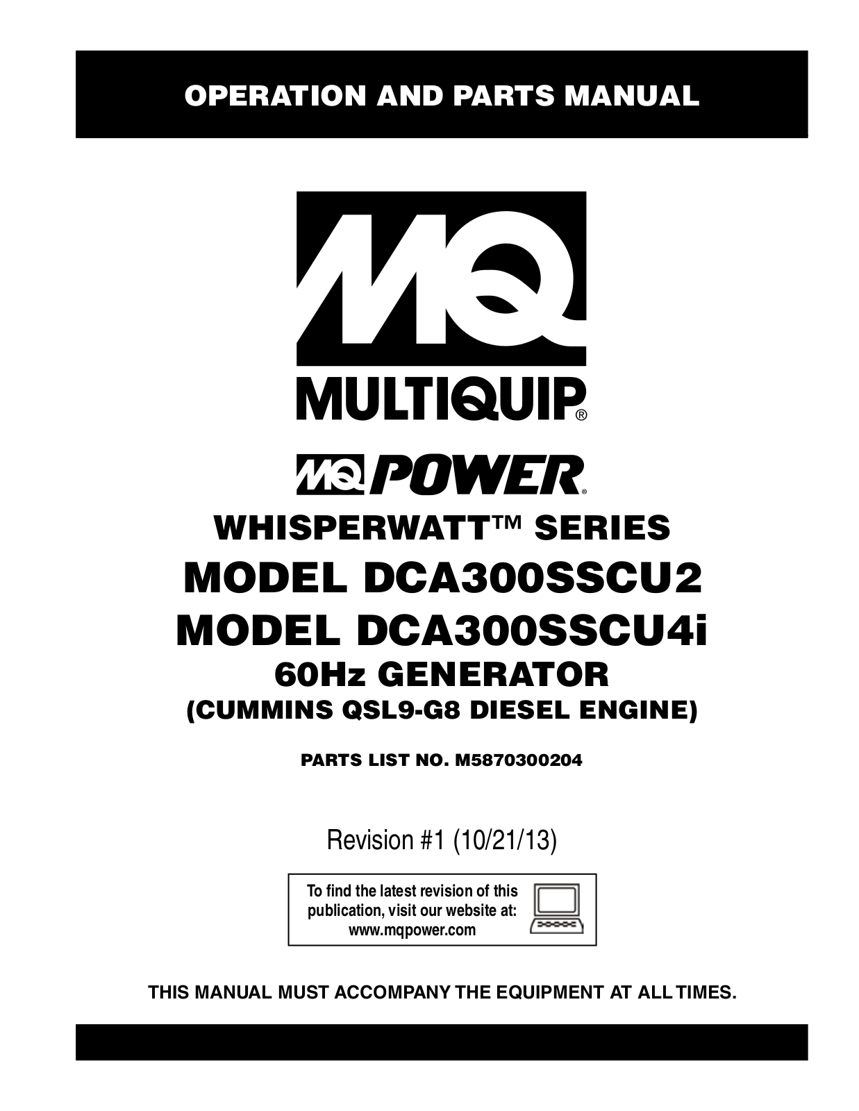 Multiquip DCA300SSCU2-SSCU4i User Manual