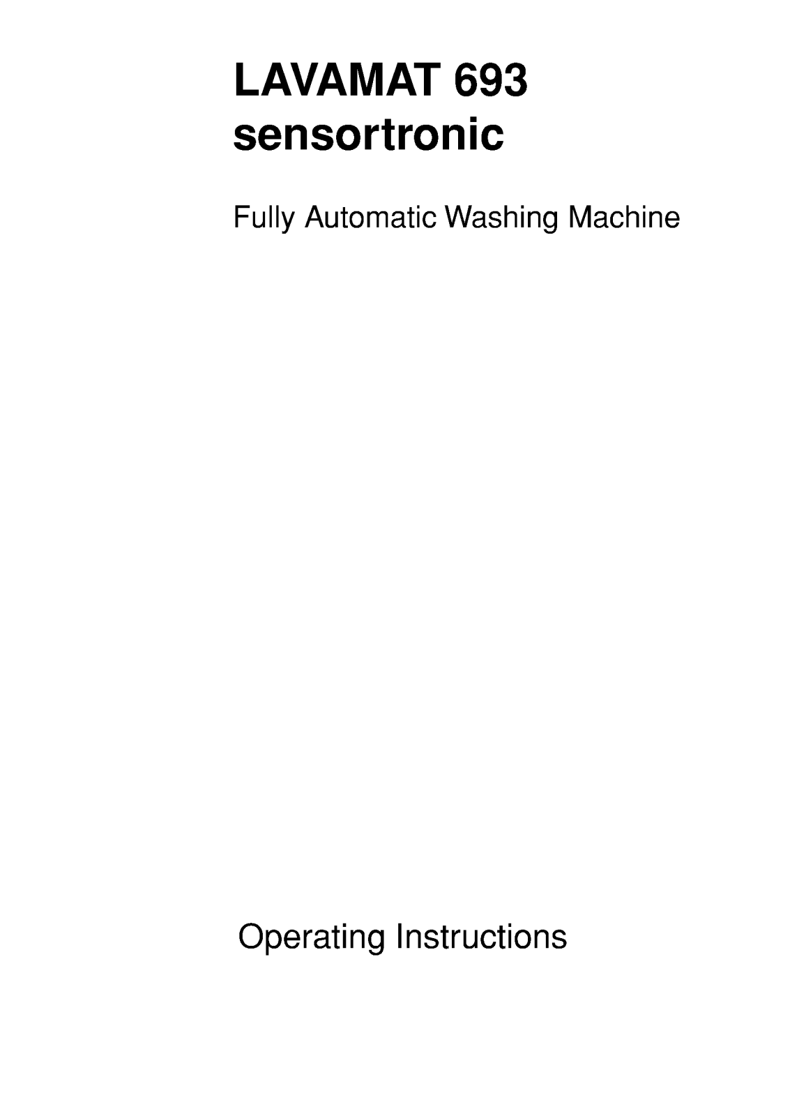 AEG Lavamat 693 w User Manual