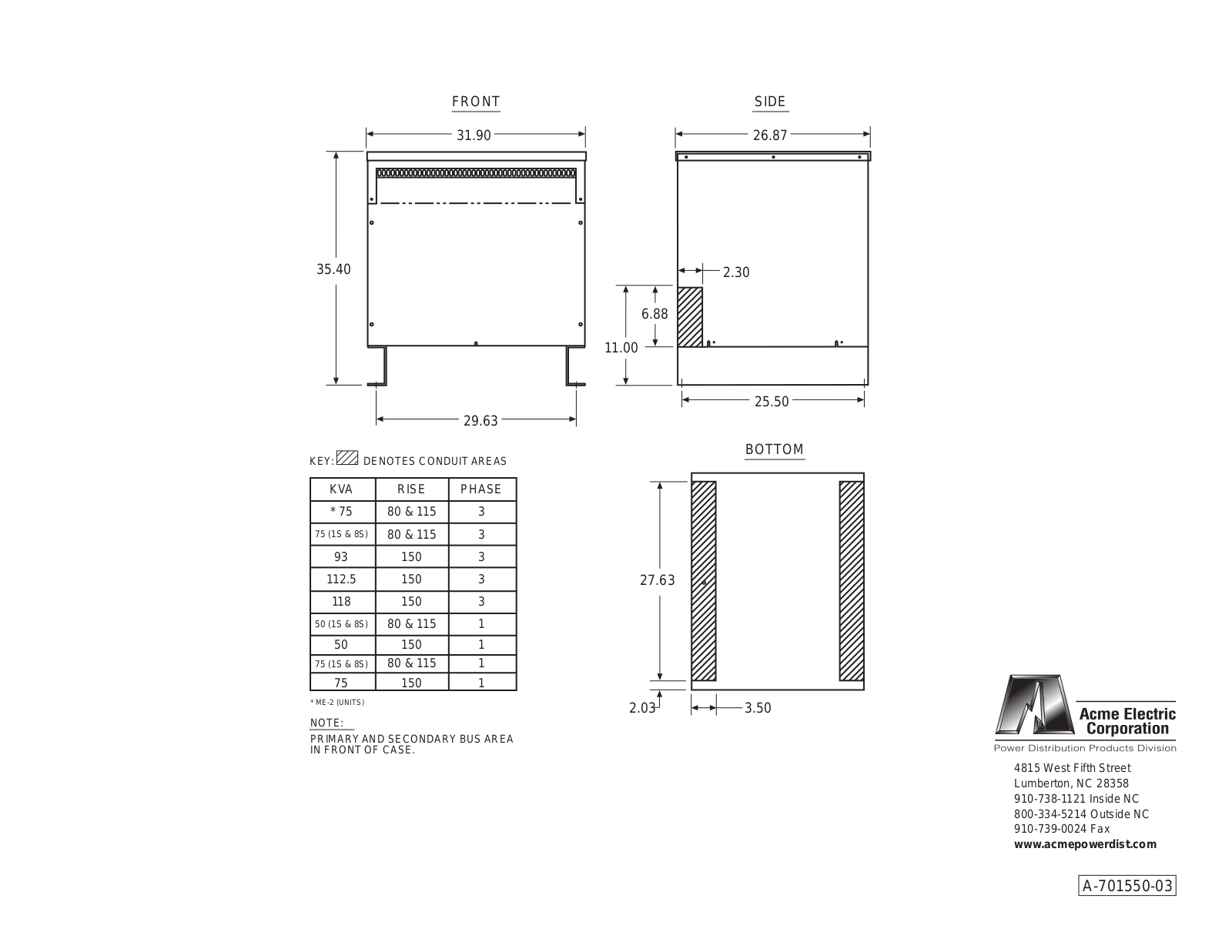Acme Electric DTHB-0145-4S Dimensional Sheet - ManualMachine.com