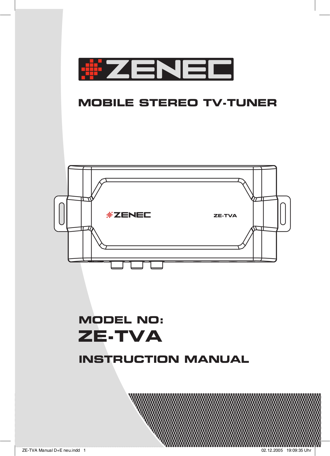 Zenec ZE-TVA INSTRUCTION MANUAL