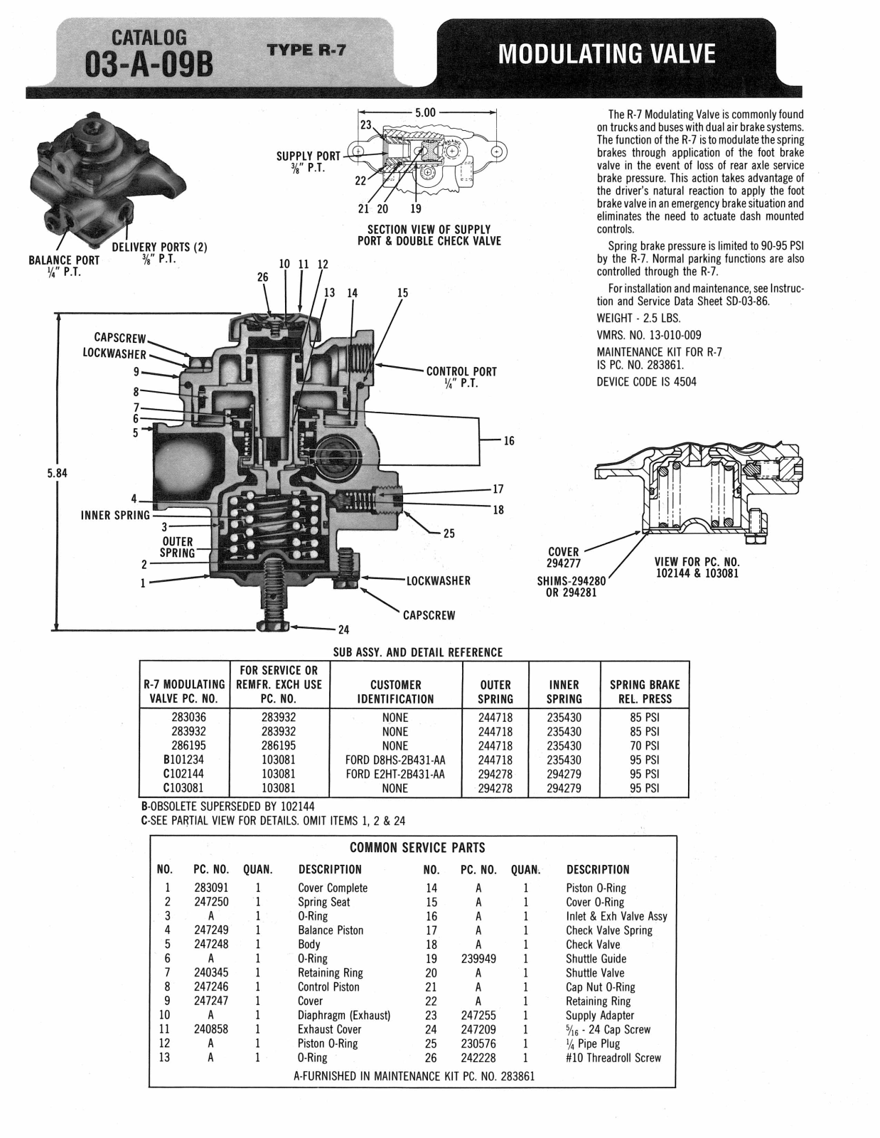 BENDIX 03-A-09B User Manual