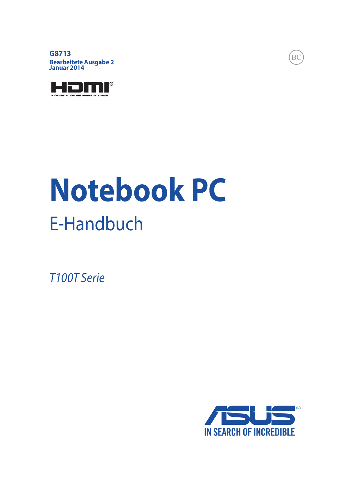 ASUS T100TA, G8713 User Manual