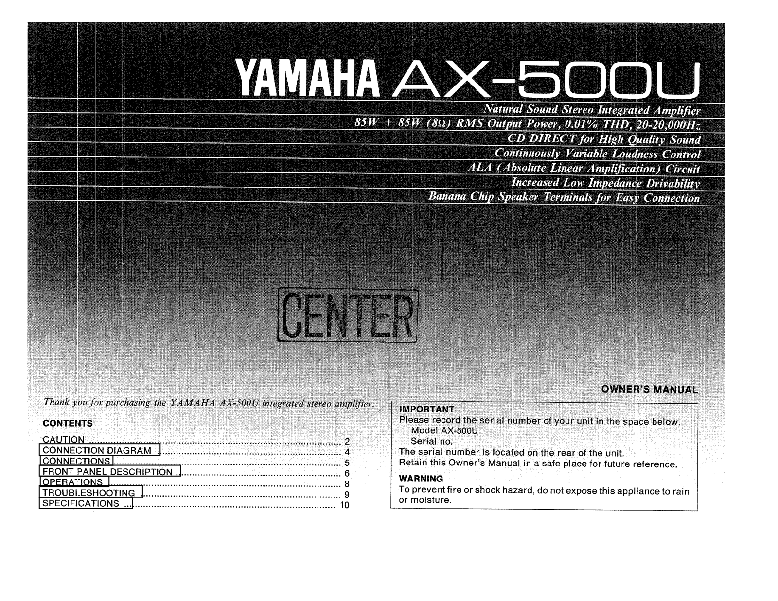 Yamaha AX-500U Owner Manual