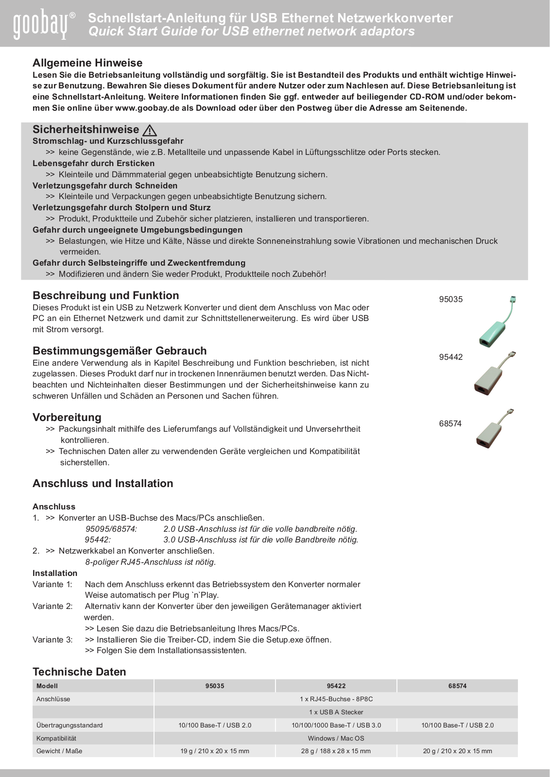 Goobay 95035 Quick Start Manual