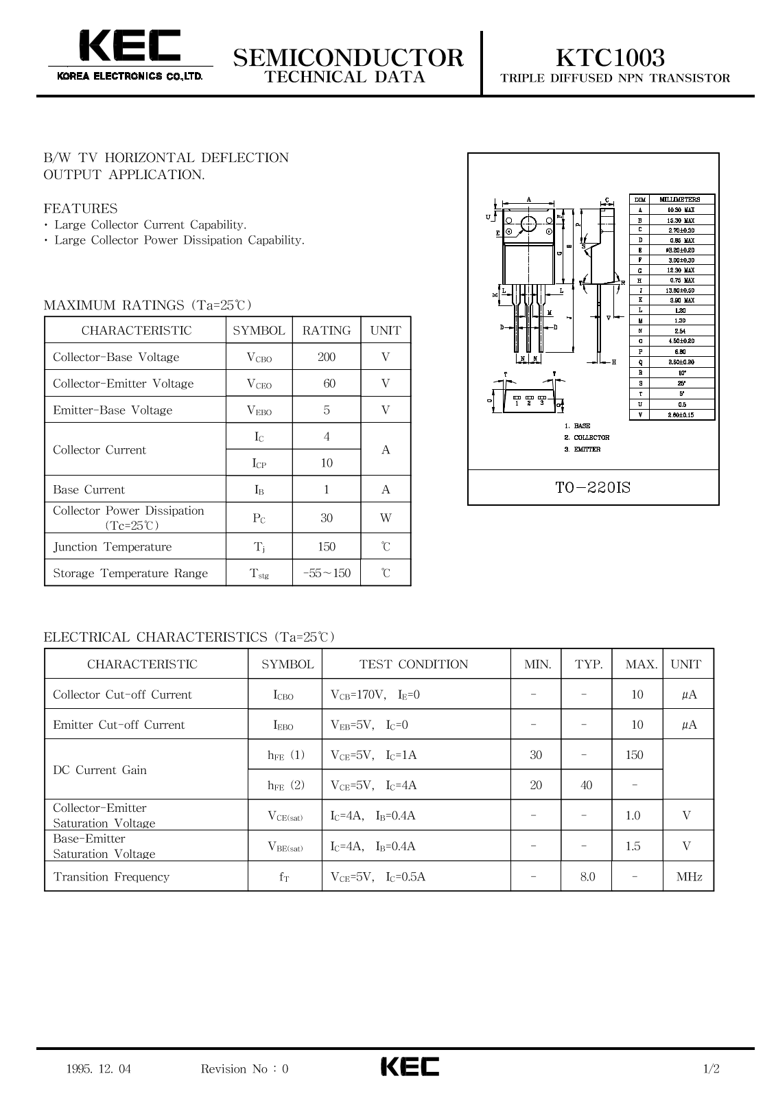 KEC KTC1003 Datasheet