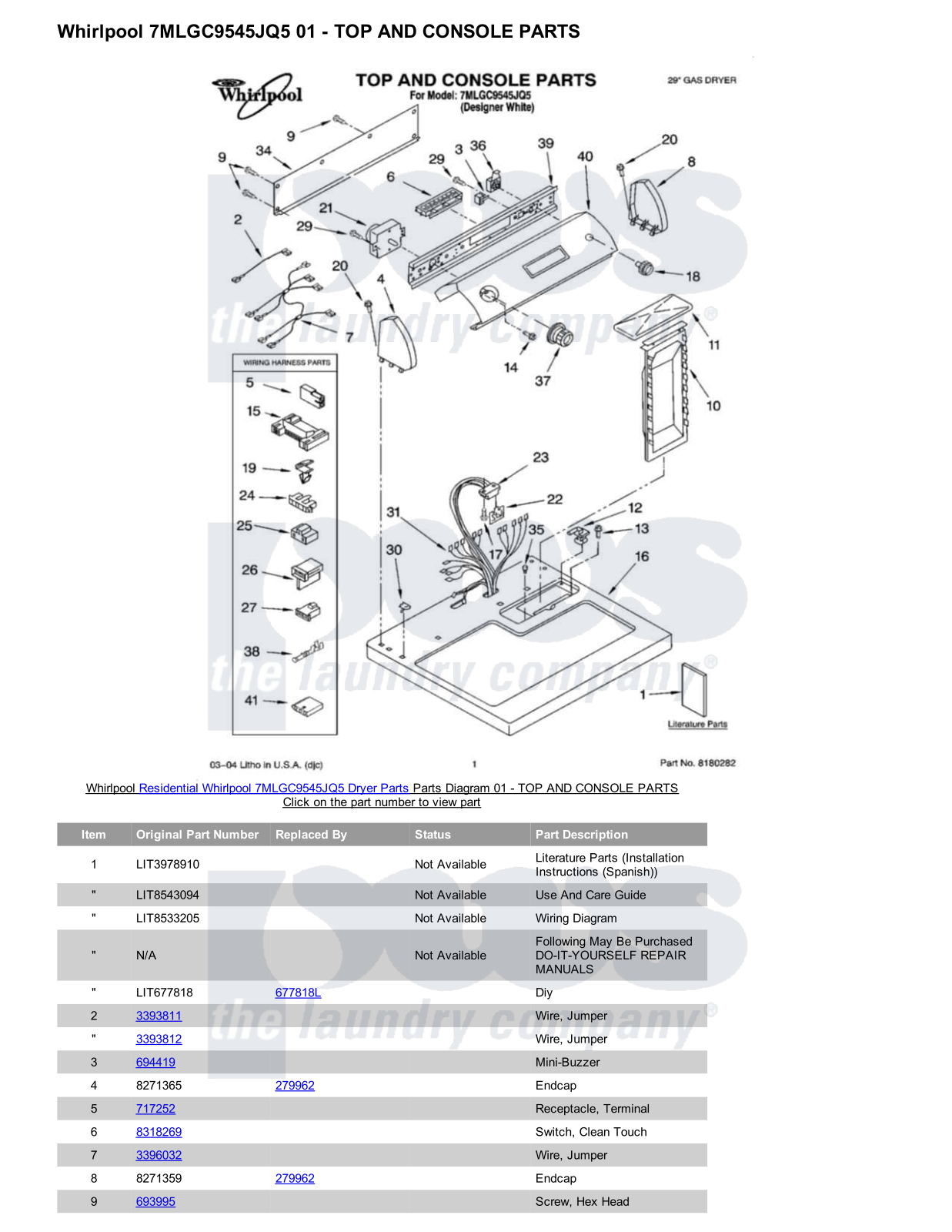 Whirlpool 7MLGC9545JQ5 Parts Diagram