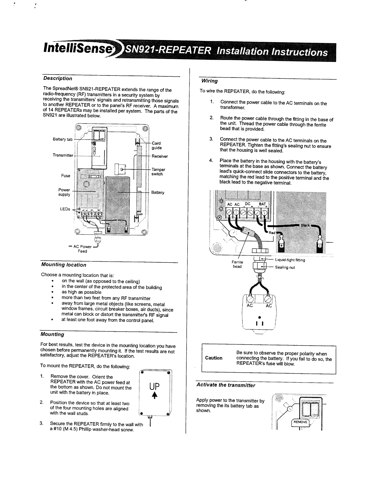 Ademco LWSN 21 SR User Manual