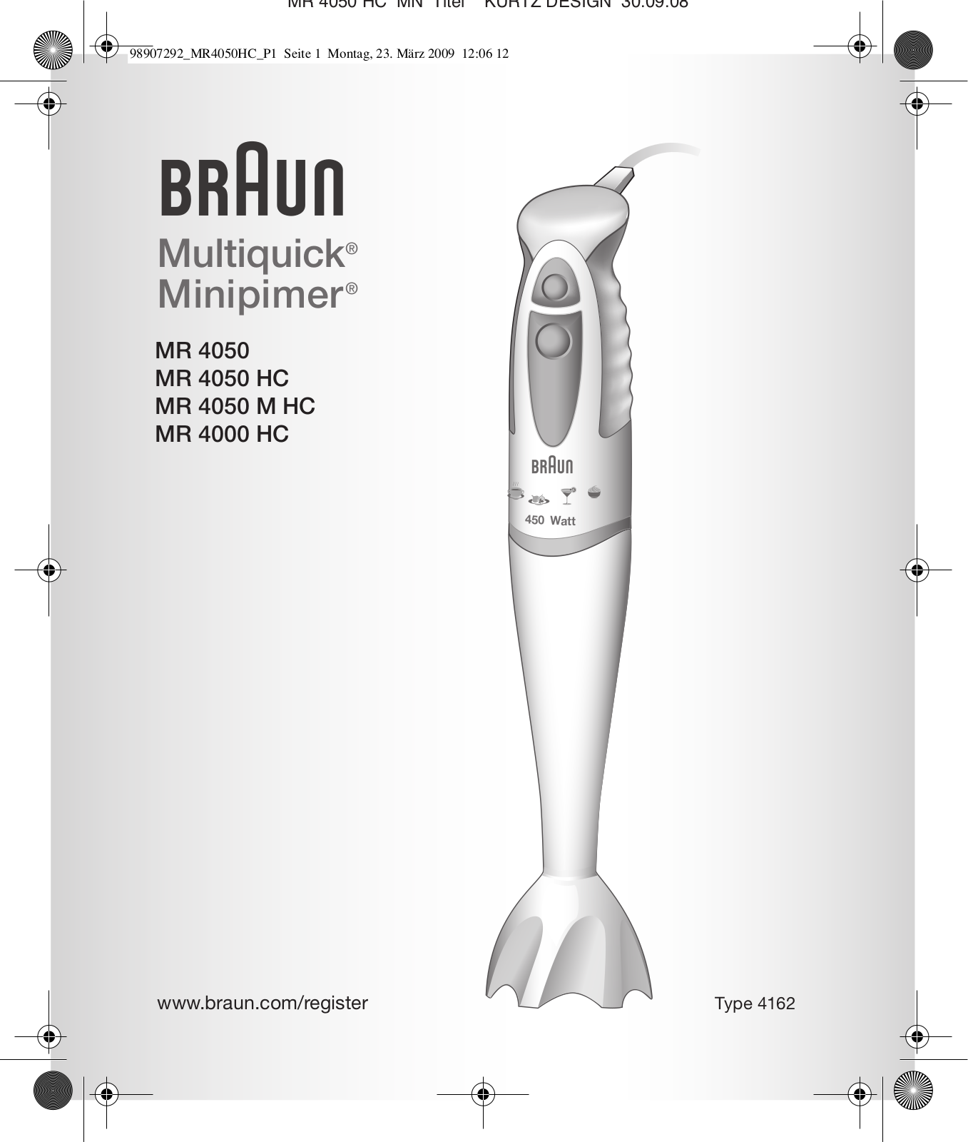 BRAUN MR4050HCV, MR4050HC, MR4000HC, MR4000, MR4050 User Manual