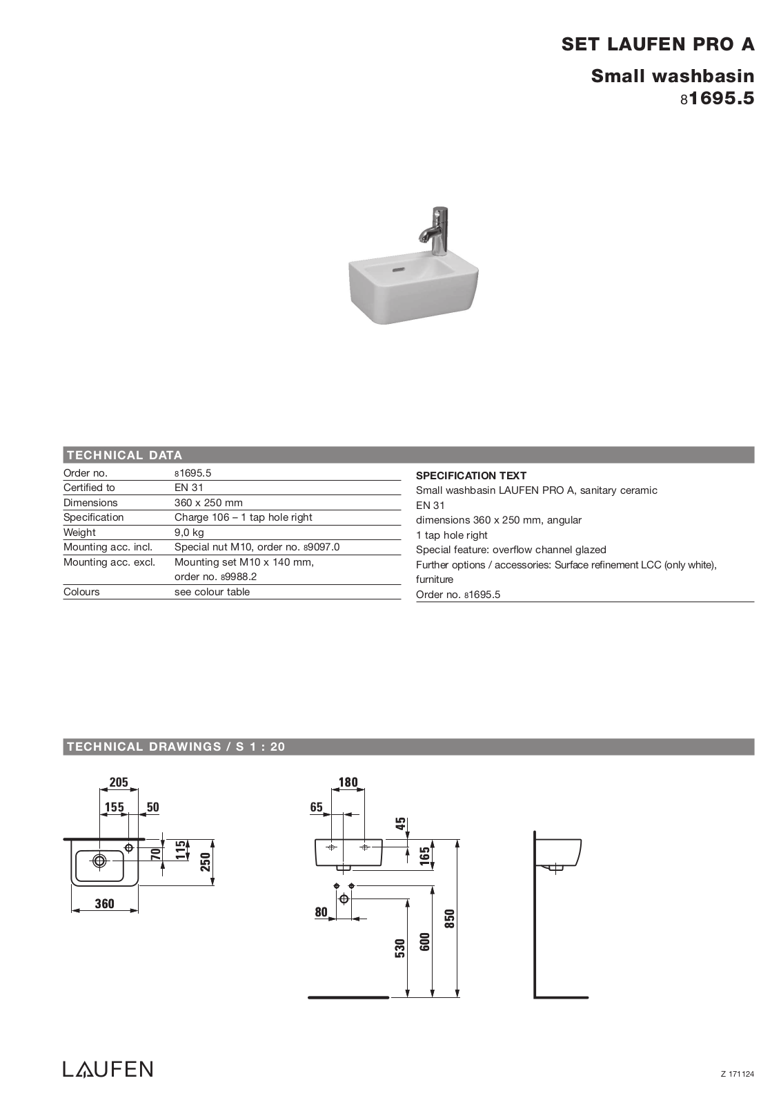 Laufen 8.1695.5 Datasheet - ManualMachine.com