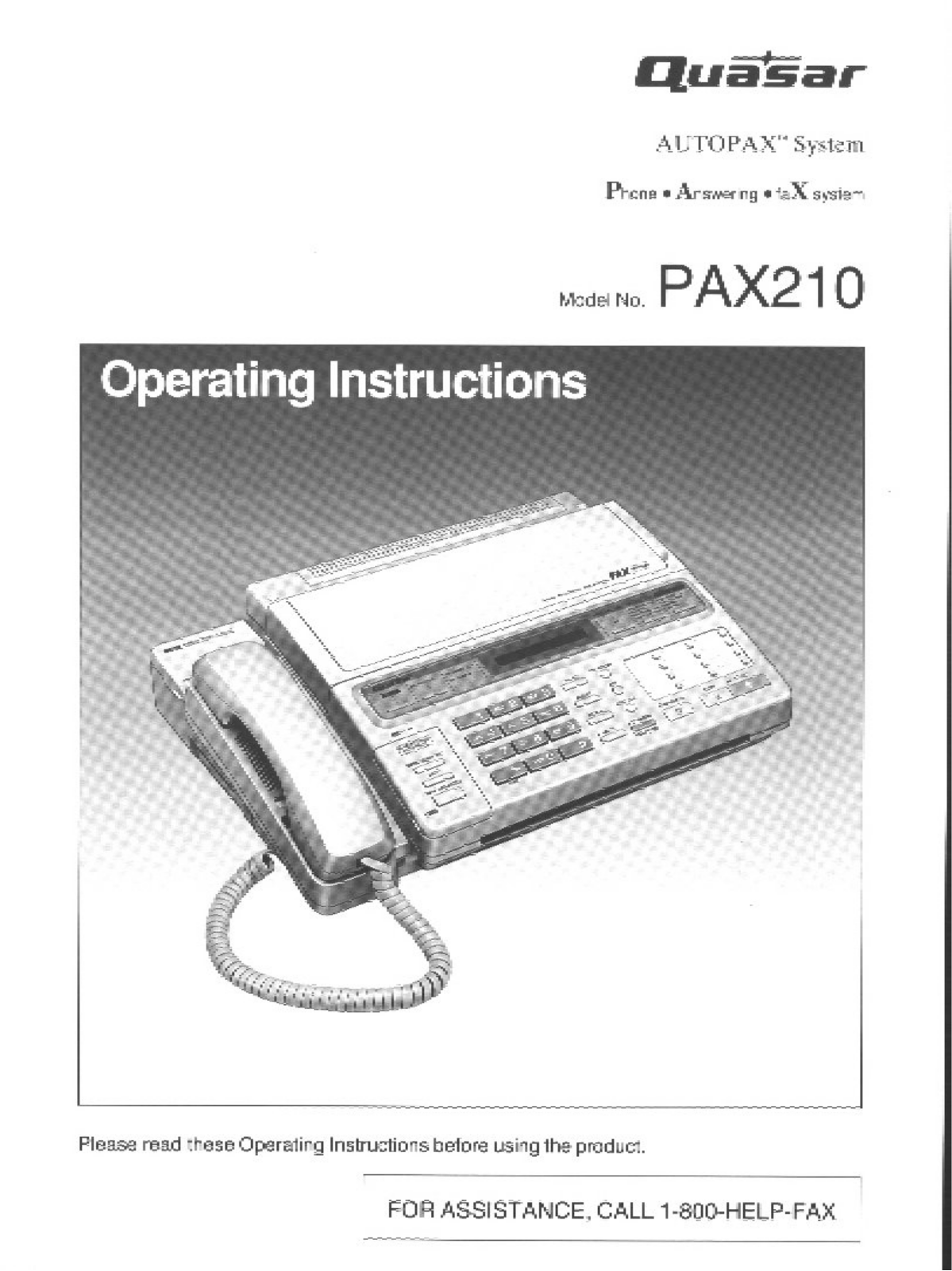 Panasonic pa-x210 Operation Manual