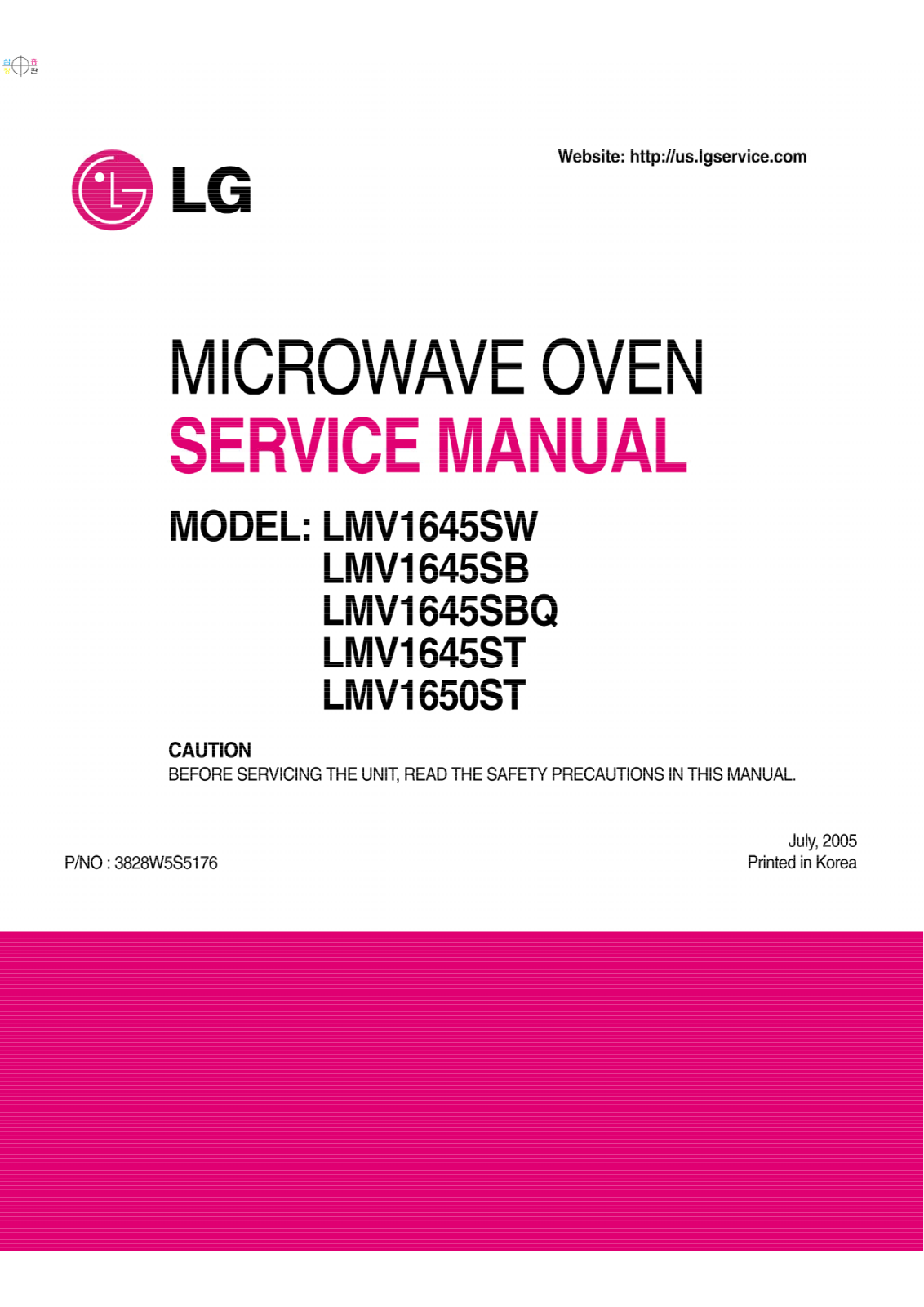 Lg Lmv1645sw, Lmv1645sbq, Lmv1645sb Service Manual