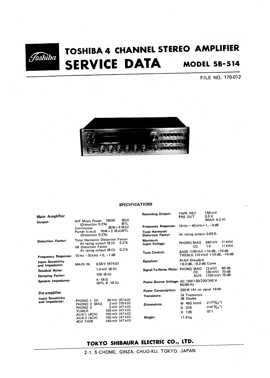 Toshiba SB-514 Service manual