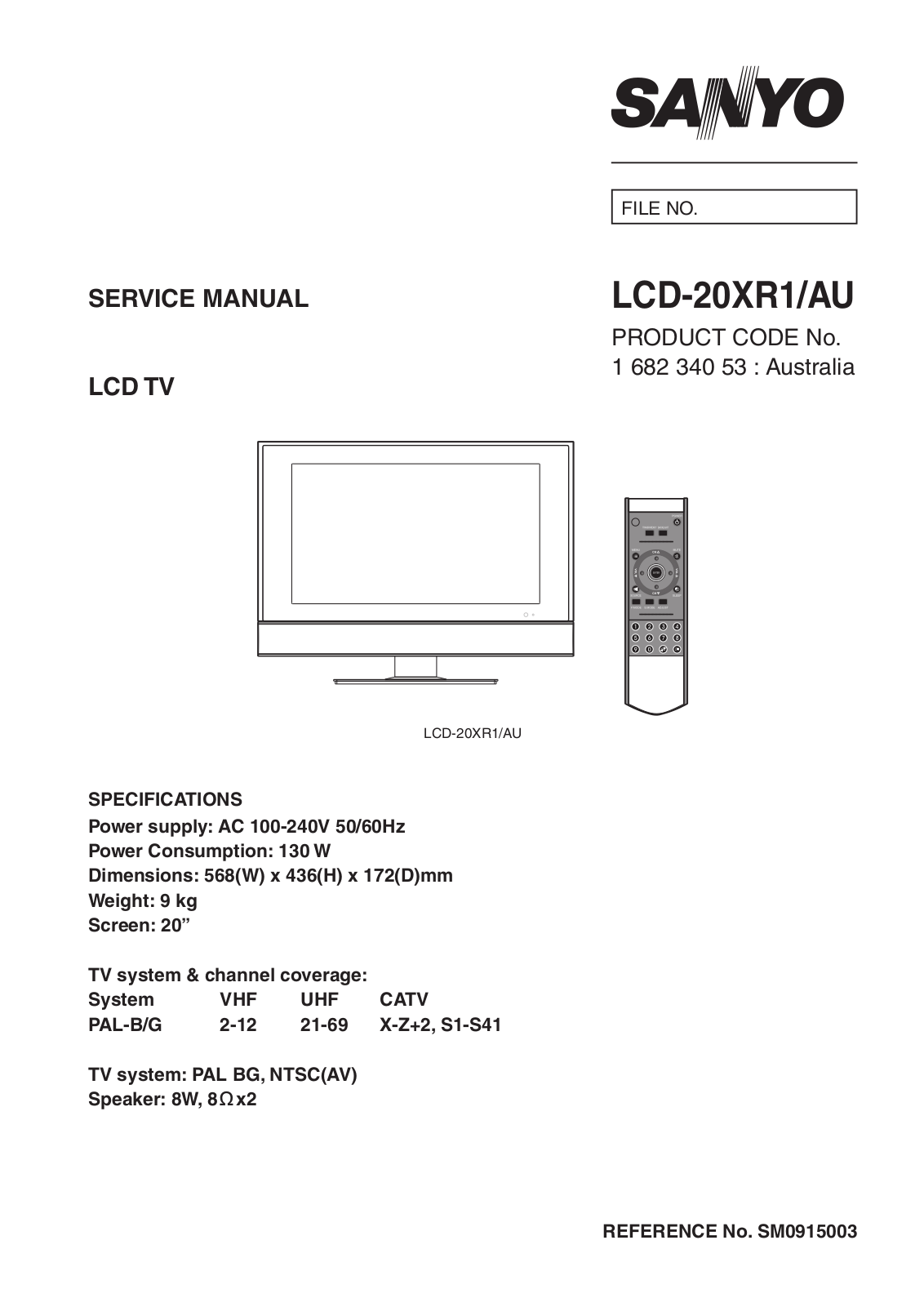 Sanyo 20XR1 Schematic