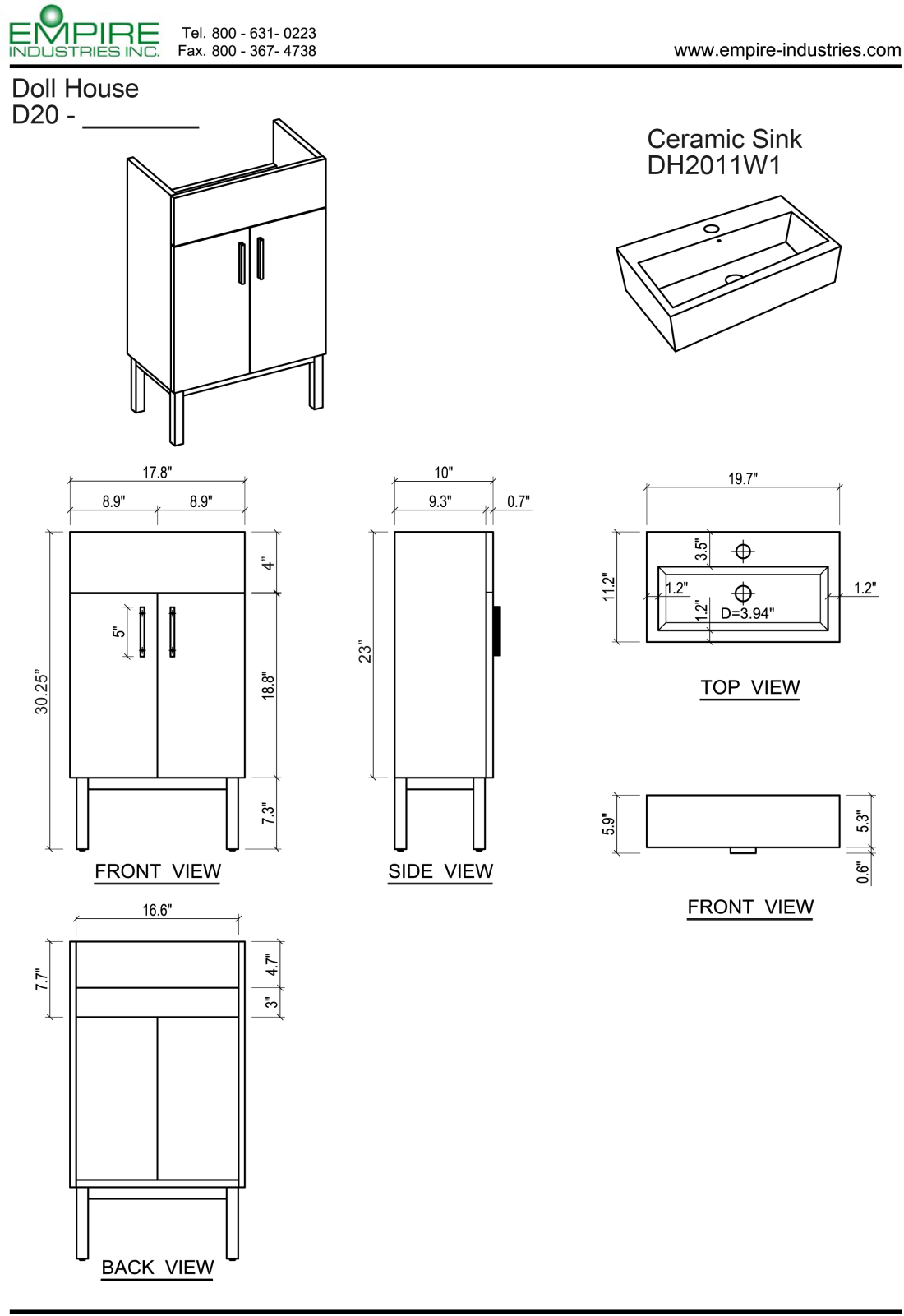 Empire Industries D20BGP Specs