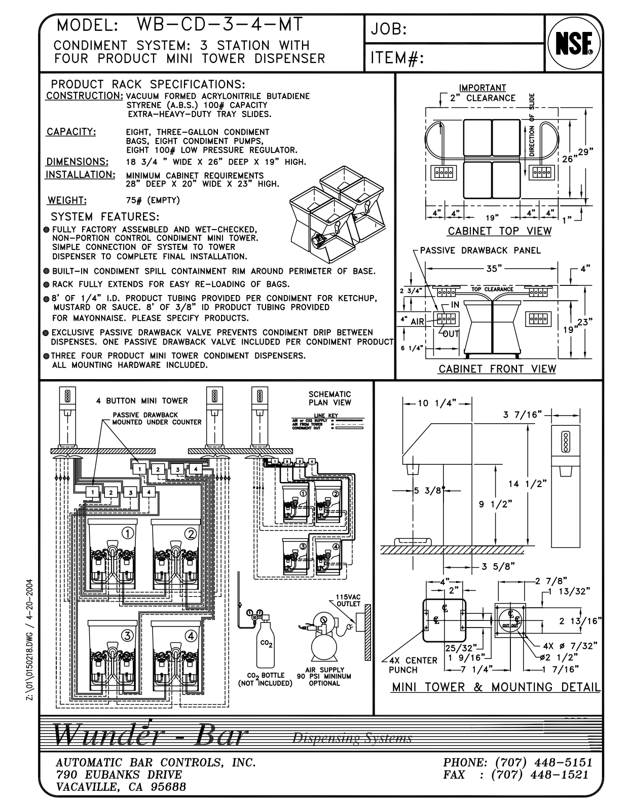 Wunder Bar WB-CD-3-4-MT User Manual