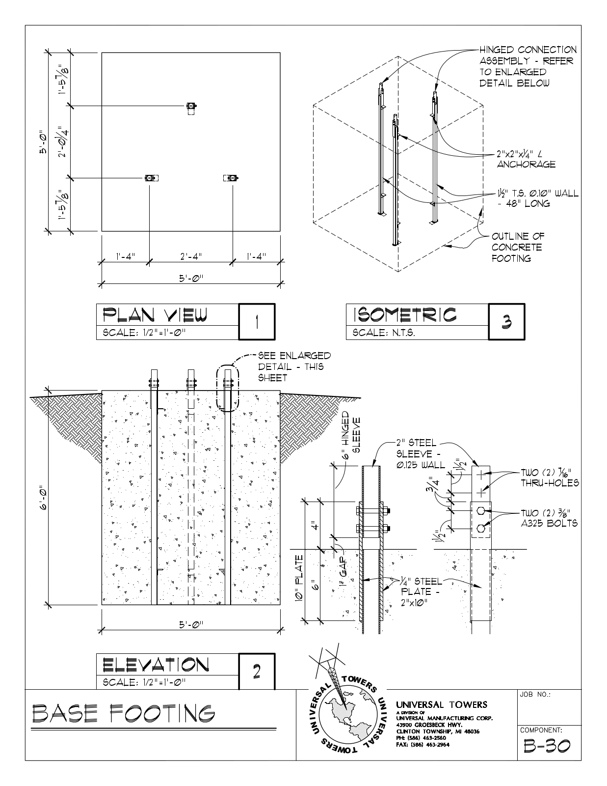 Universal Towers B-30 Technical Drawing - ManualMachine.com