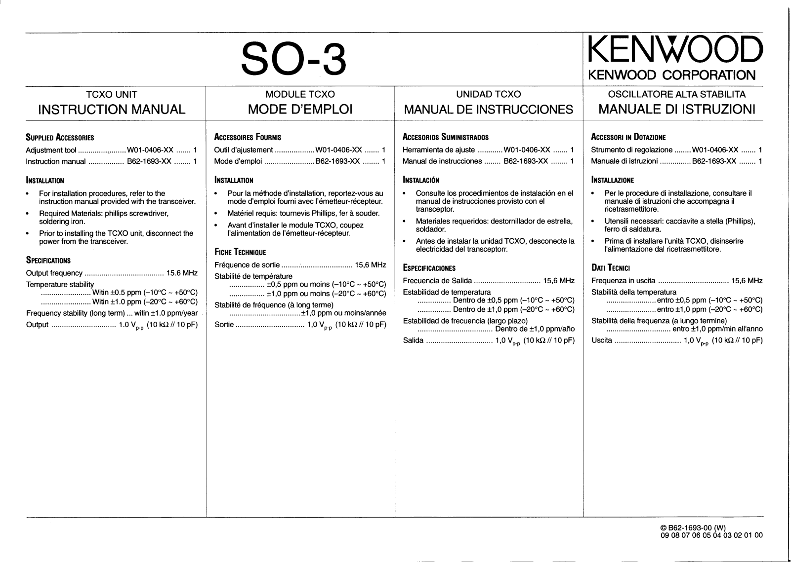 Kenwood SO-3 User's Manual