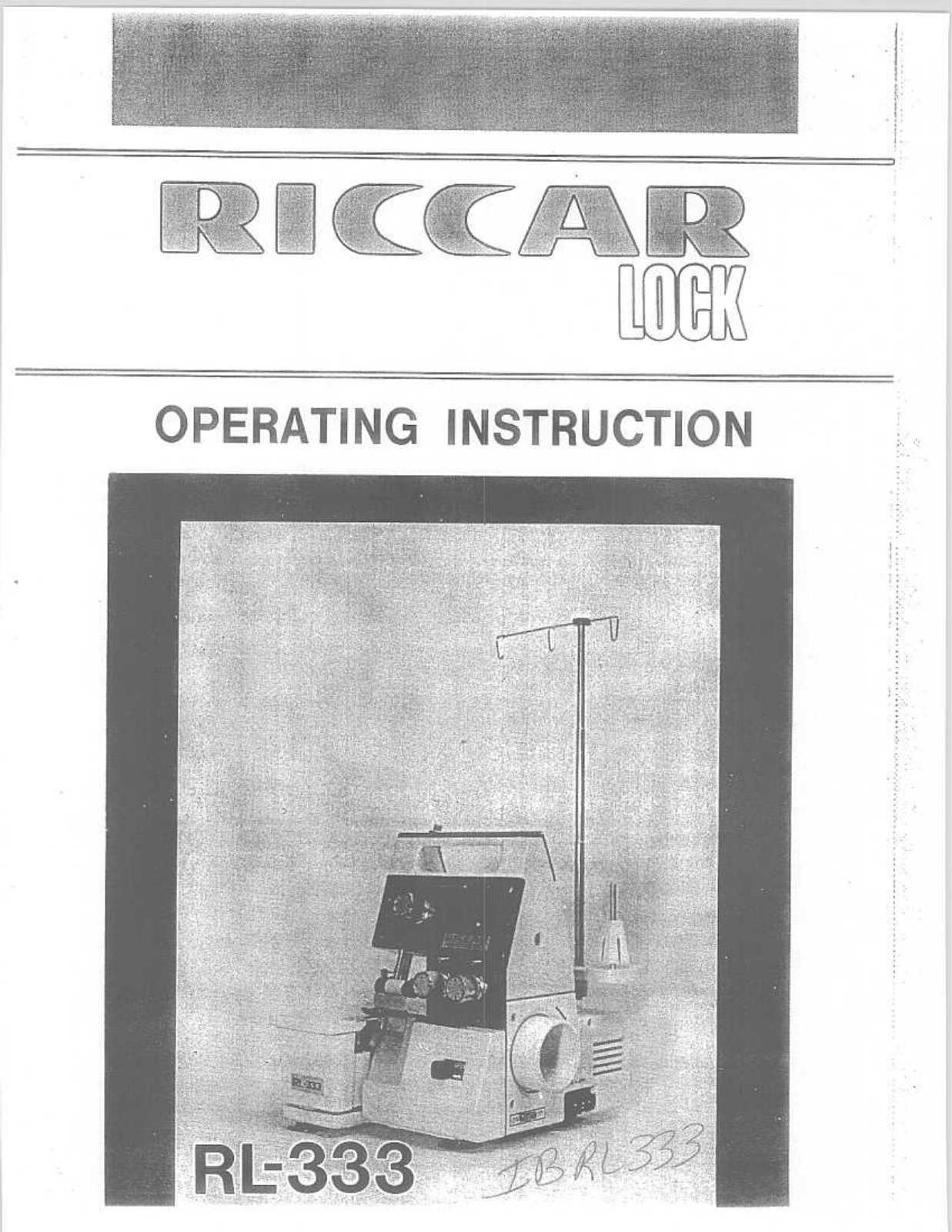 RICCAR RL333 Instruction Manual