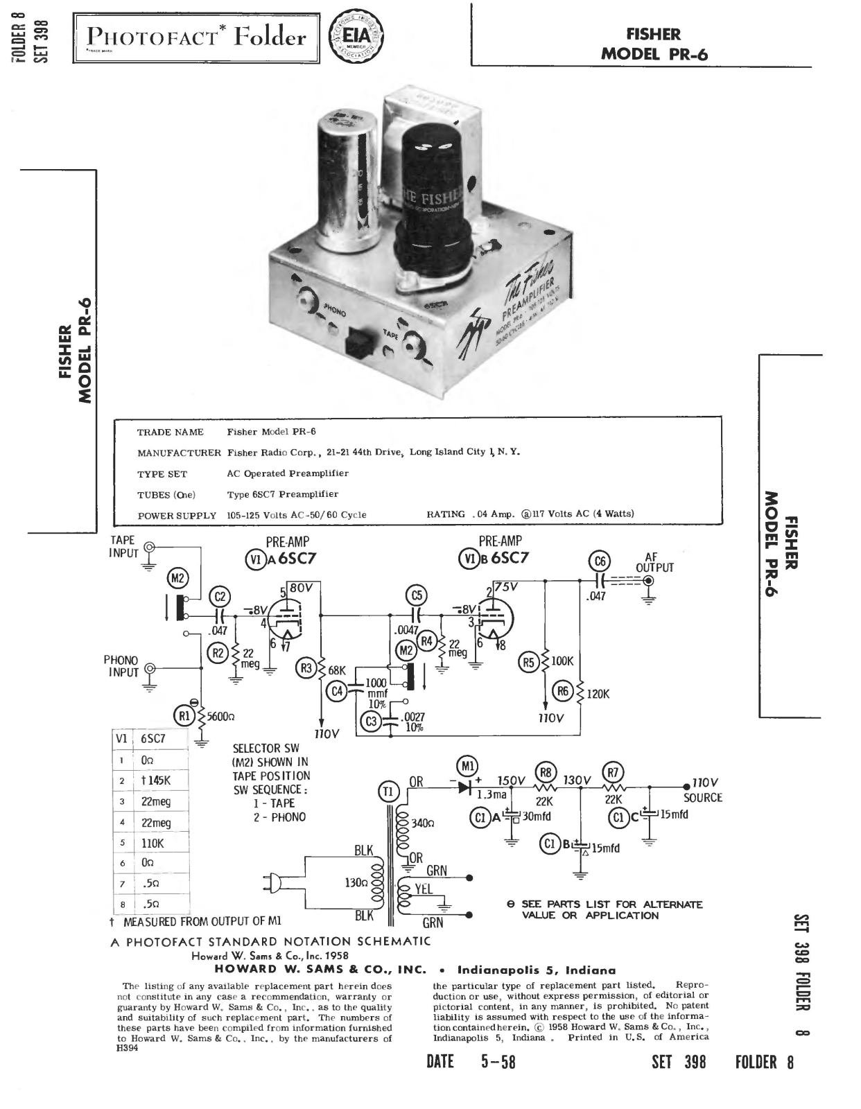 Fisher PR-6 Service Manual