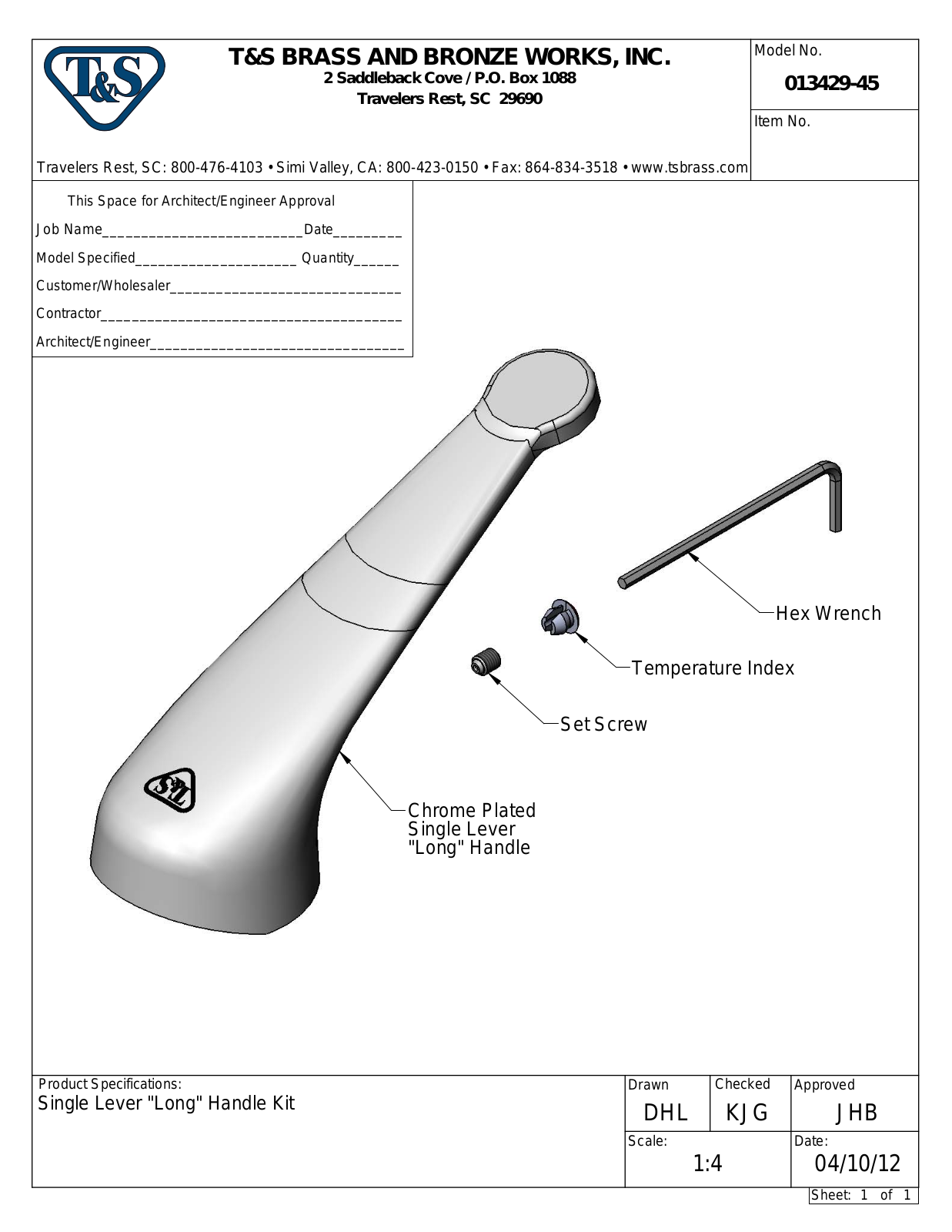 T&S Brass 013429-45 User Manual