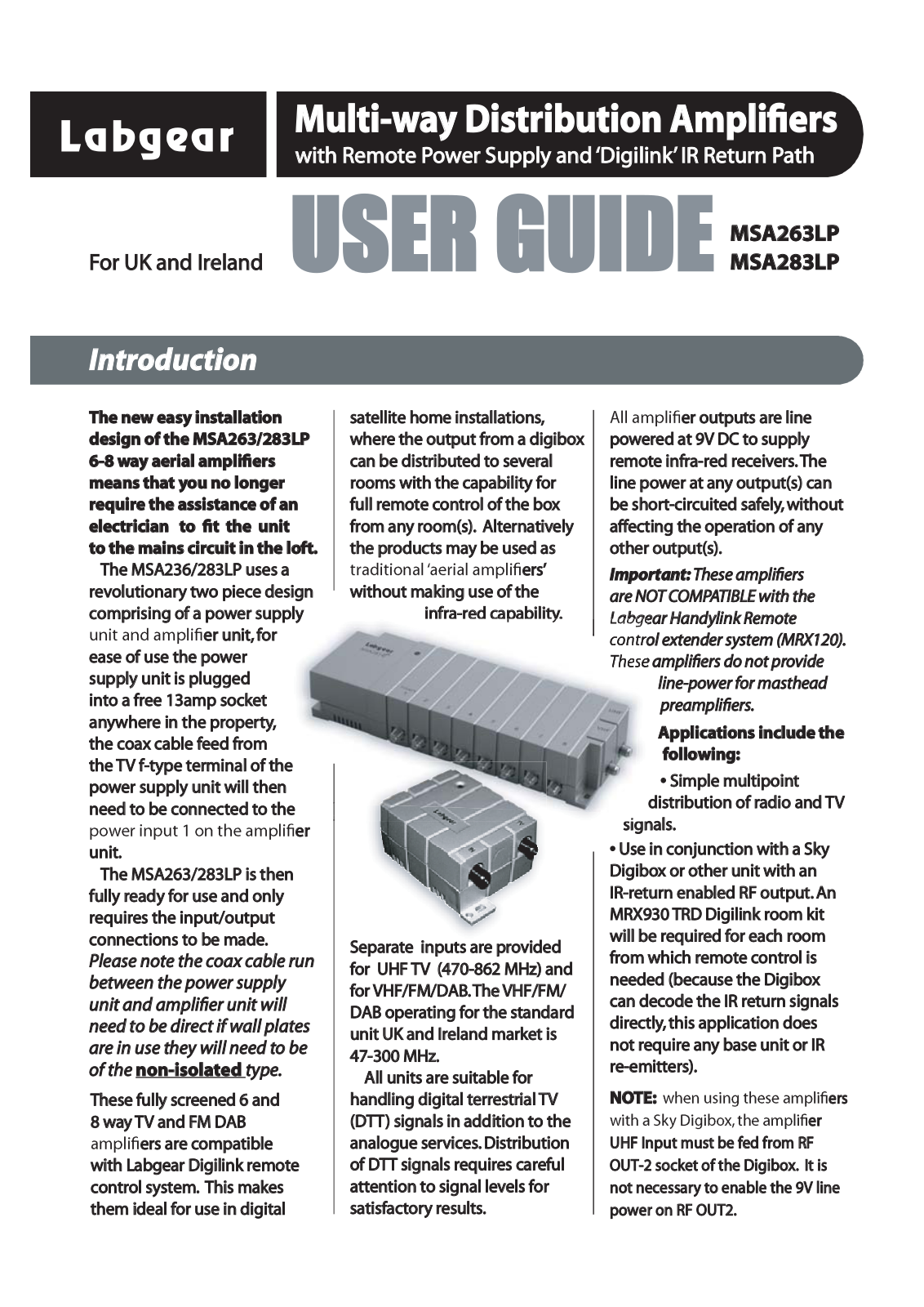 Labgear MSA283LP, MSA263LP User Manual