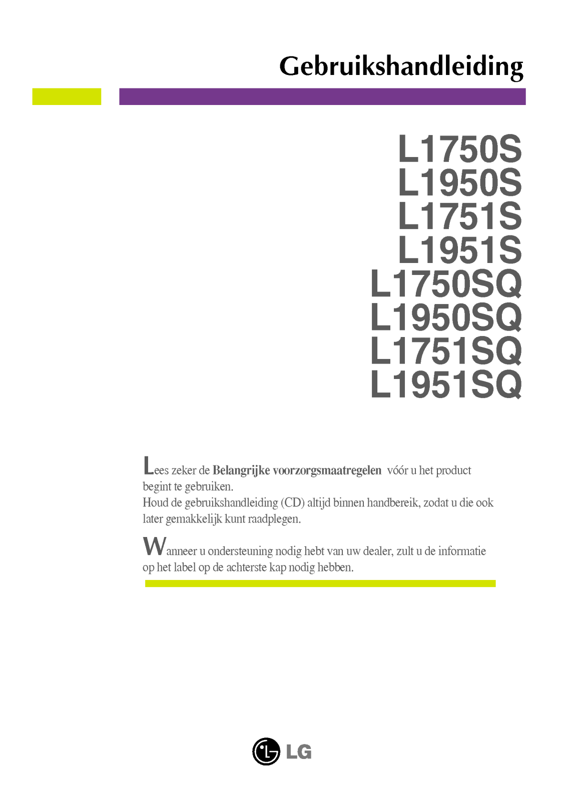 Lg L1750S, L1751S, L1951S, L1750SQ, L1751SQ User Manual
