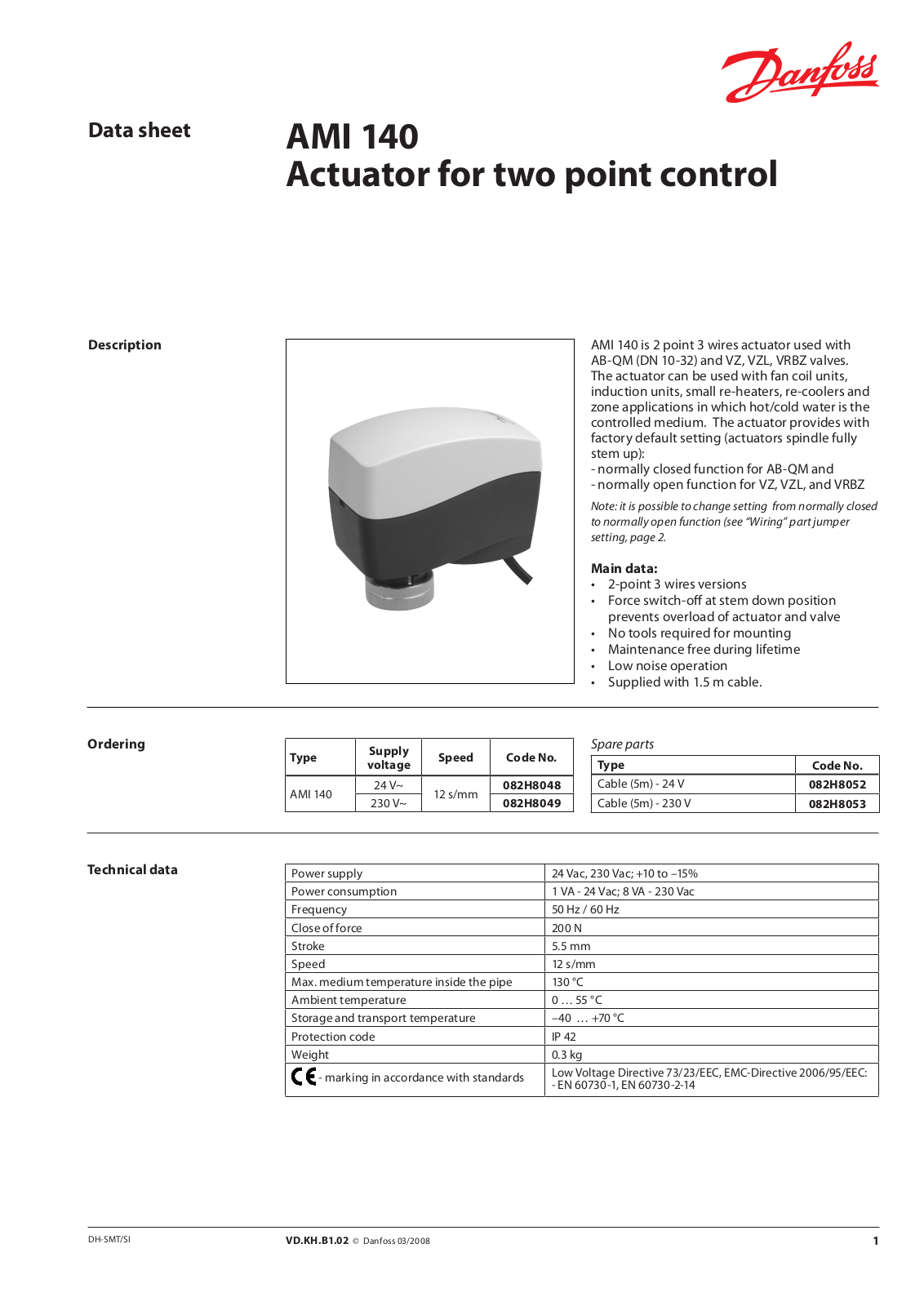 Danfoss AMI 140 Data sheet