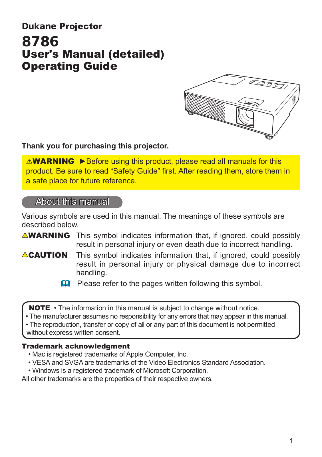 Dukane 8786 User Manual