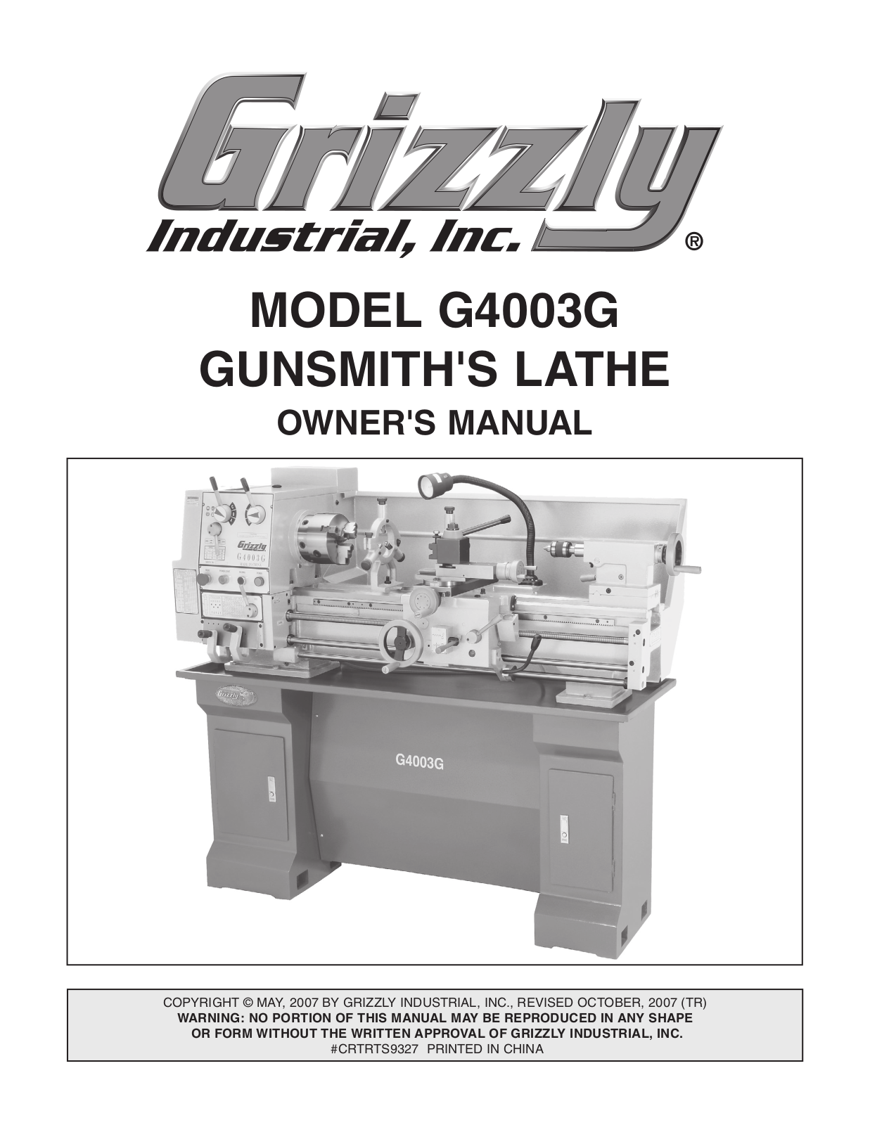 Grizzly G4003G User Manual