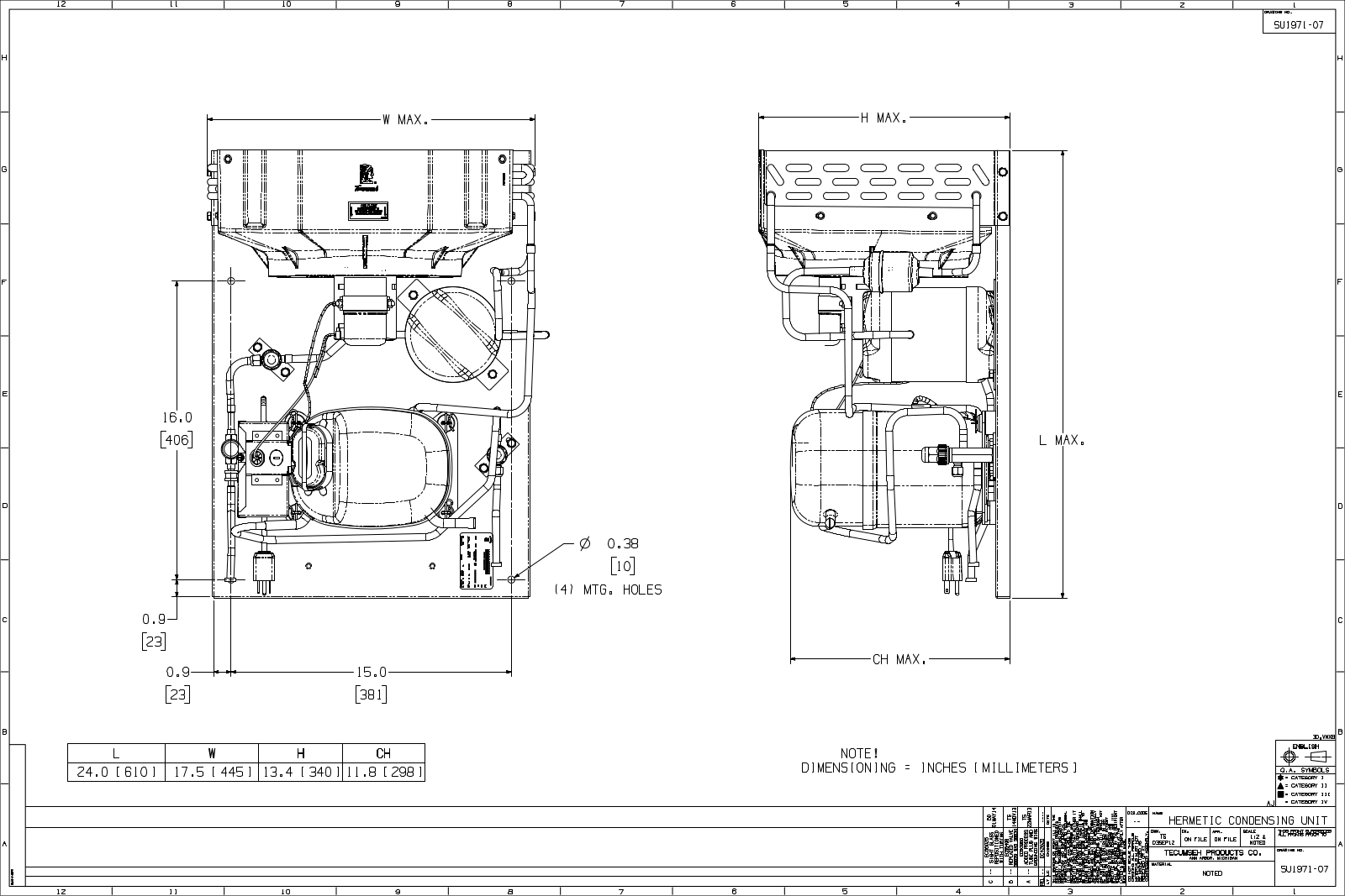 Tecumseh AJA7480ZNADA, AJA7480ZNADC, AJA7480ZNADG, AJA7480ZNADH, AJA7480ZNADJ Drawing Data