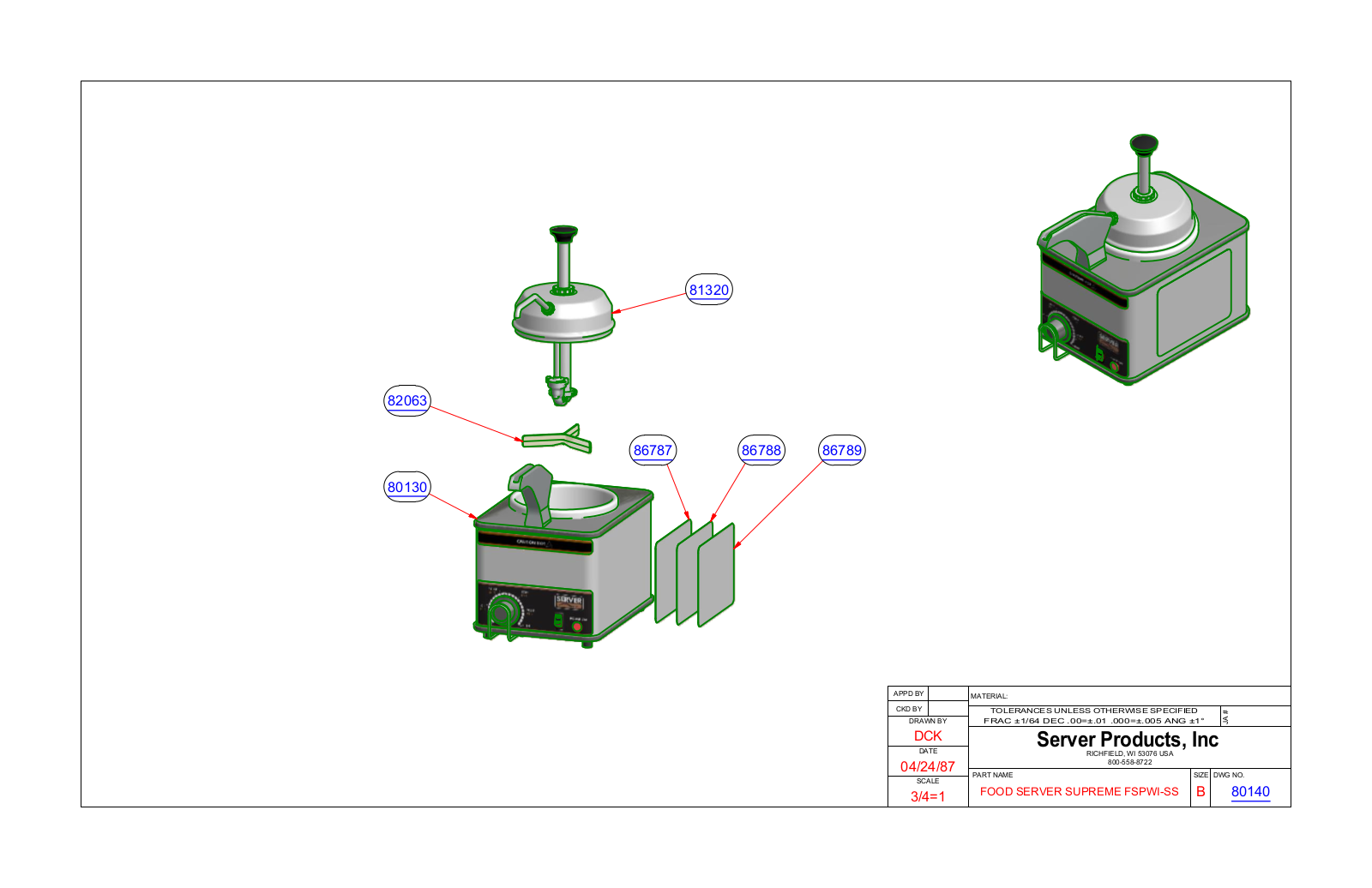 Server 80140 PARTS LIST