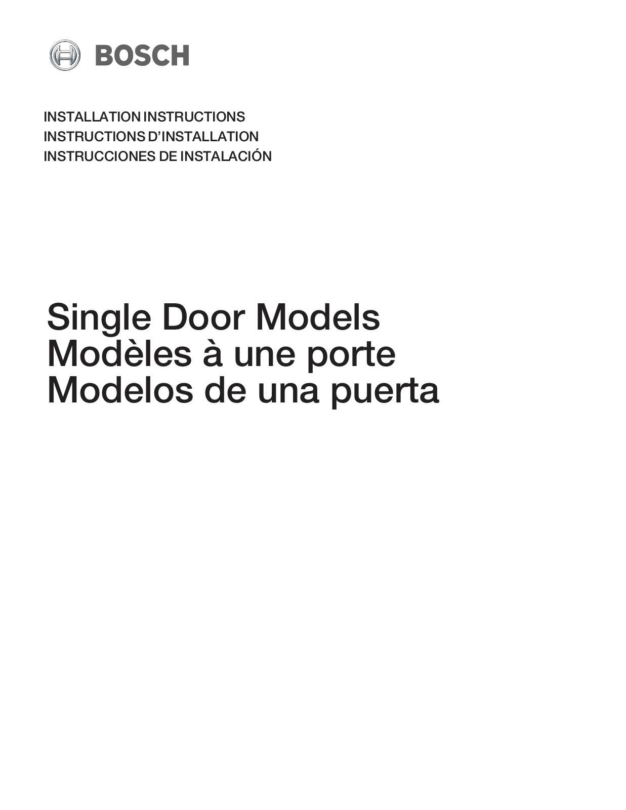 Bosch Single Door User Manual