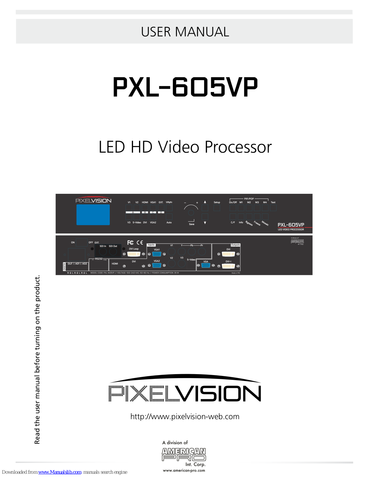PIXELVISION PXL-605VP User Manual - ManualMachine.com