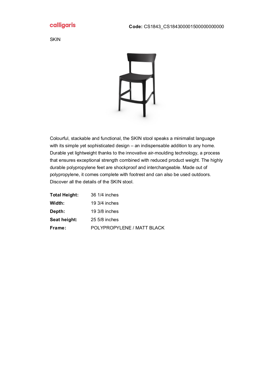 Calligaris GN10007 Specifications - ManualMachine.com