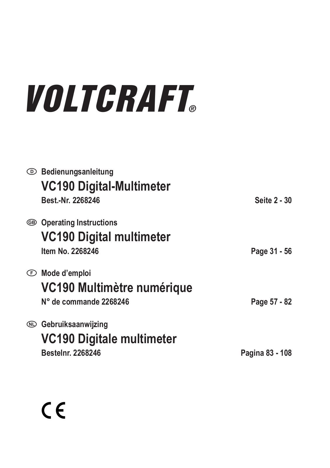 VOLTCRAFT VC190 User guide