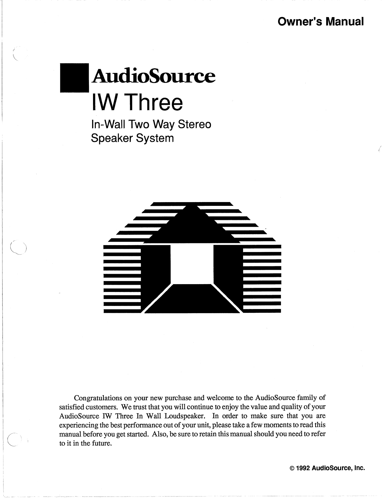 Audio Source IW Three Owner's Manual