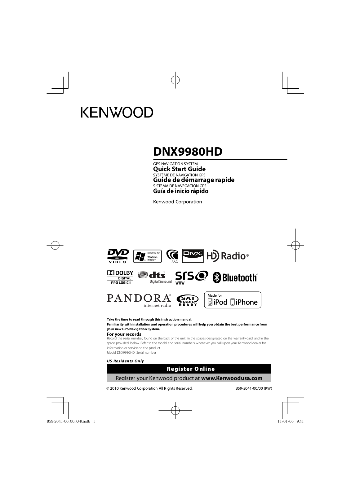 Kenwood DNX9980HD Instruction Manual