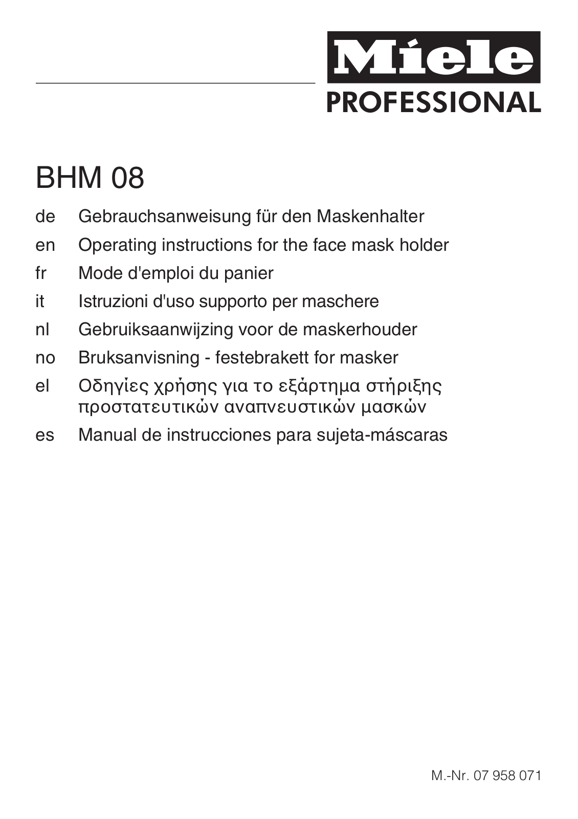 Miele BHM 08 User manual