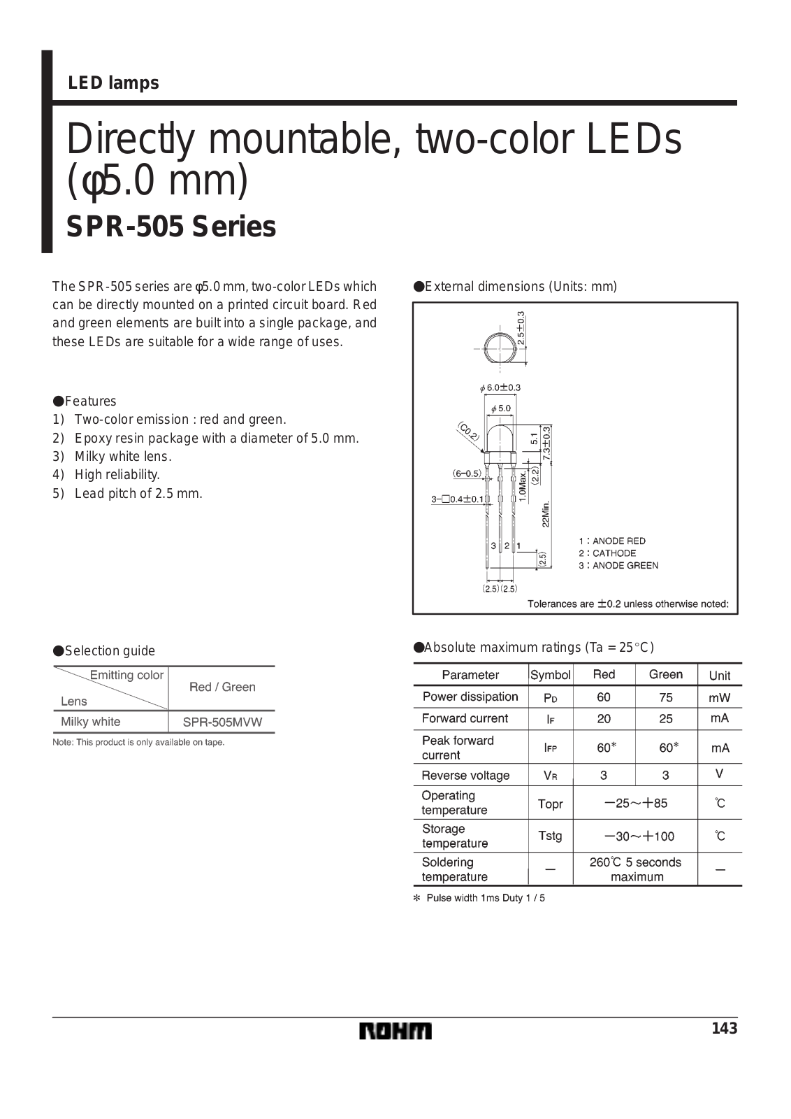 ROHM SPR-505MVW Datasheet