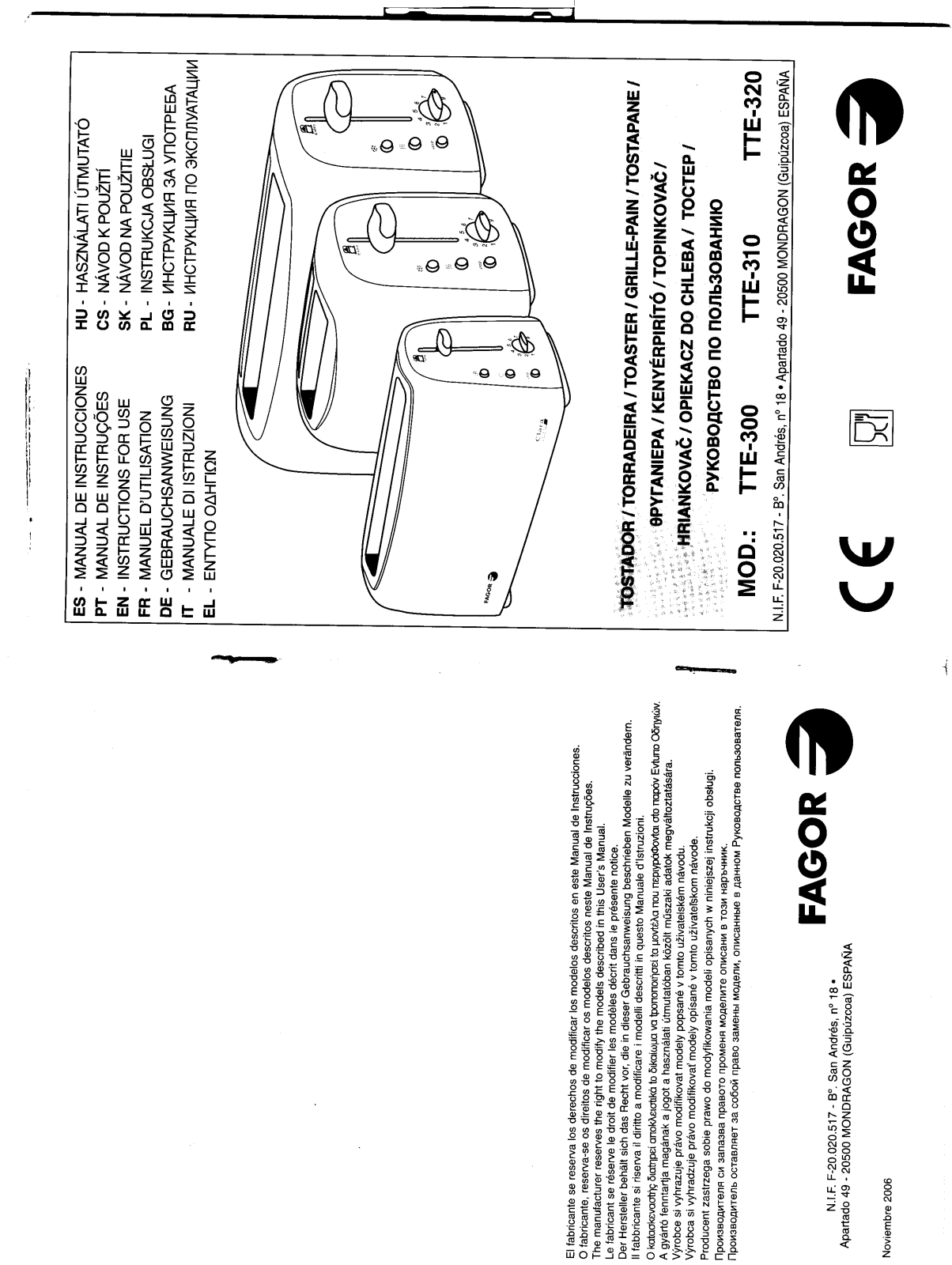 Fagor TTE - 320 User Manual