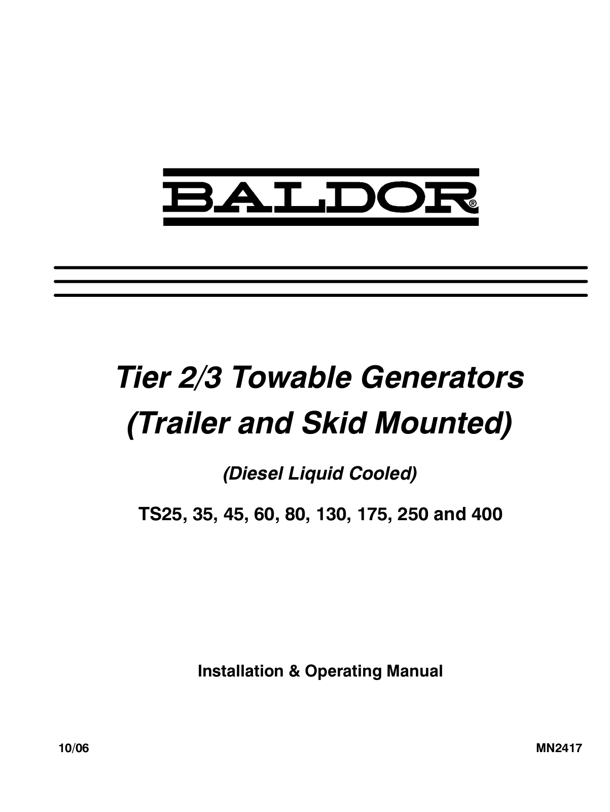 Baldor TS175, TS80, TS45, TS25, TS60 User Manual